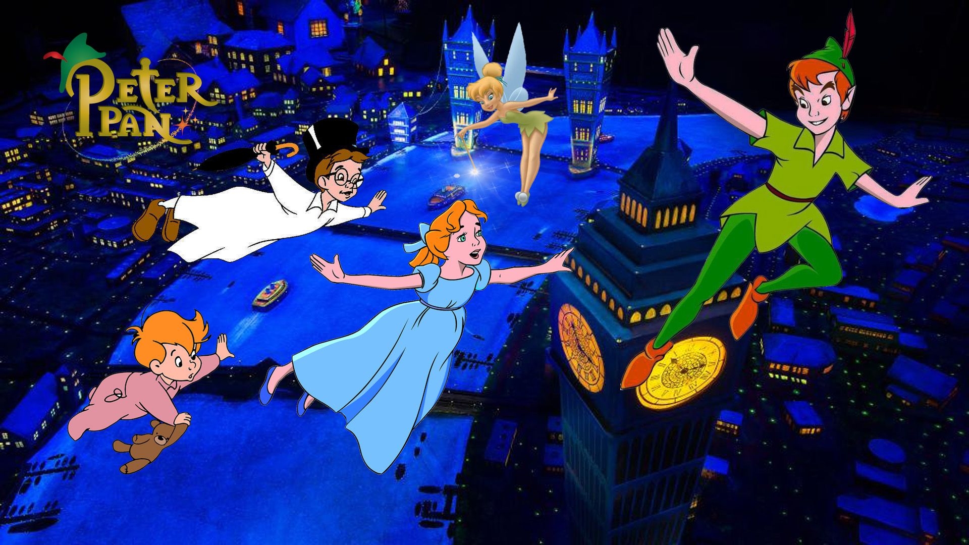 1920x1080 Flight Over London Peter Pan Cartoon The Magic Kingdom Of Walt, Desktop