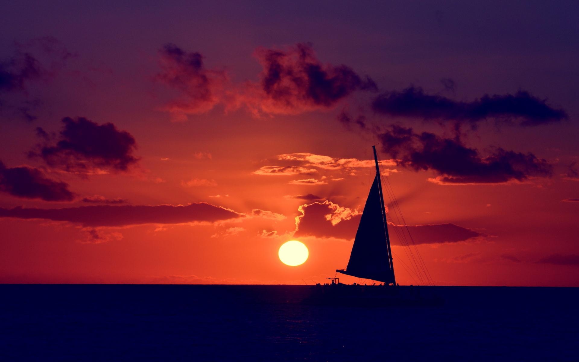 1920x1200 Sunset Sailing Wallpaper, Desktop