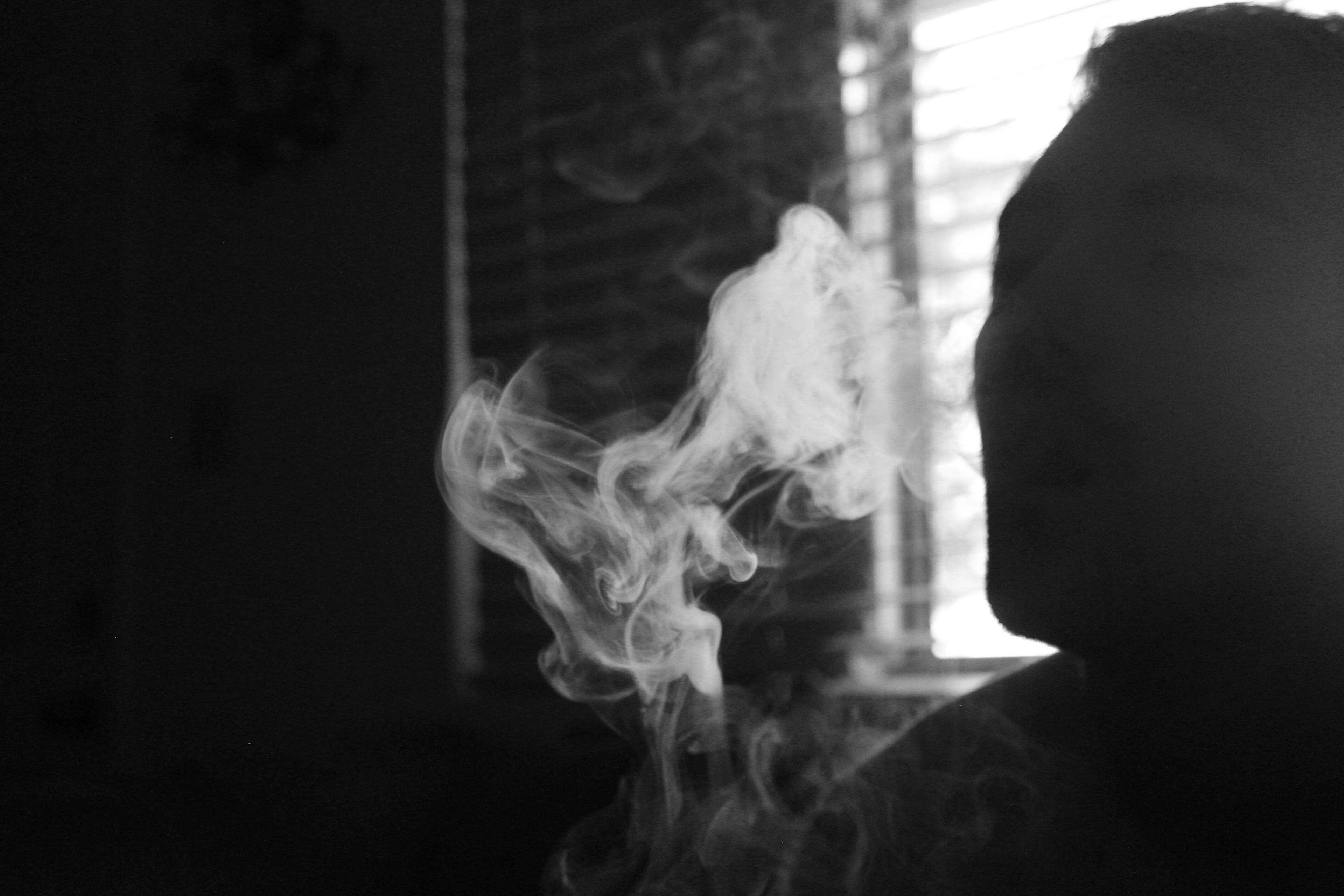 3840x2560 black and white, dark, man, person, smoke 4k wallpaper, Desktop