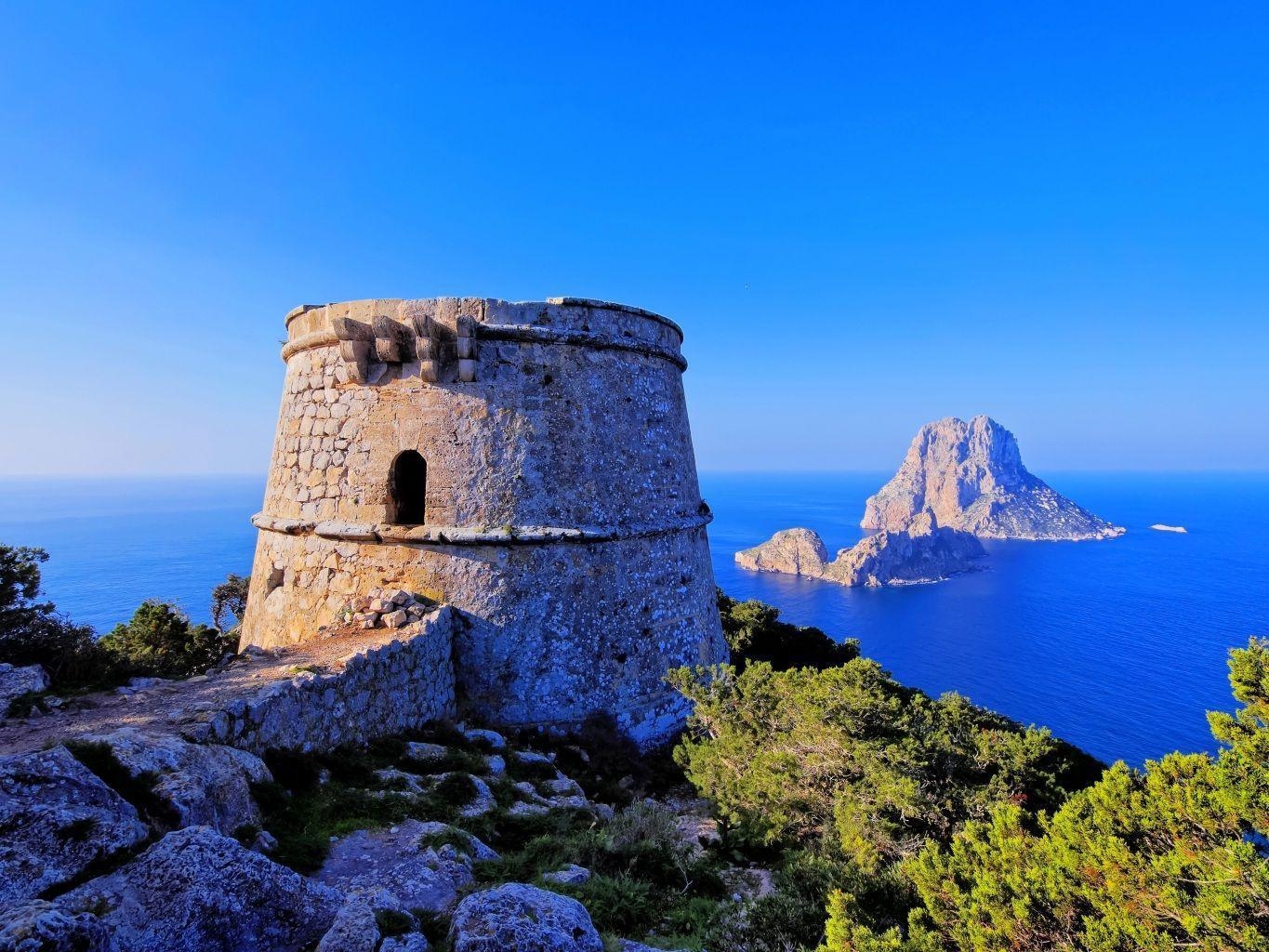 1370x1030 Espagne Forteresse Côte Torre des Savinar Ibiza Roc Nature, Desktop