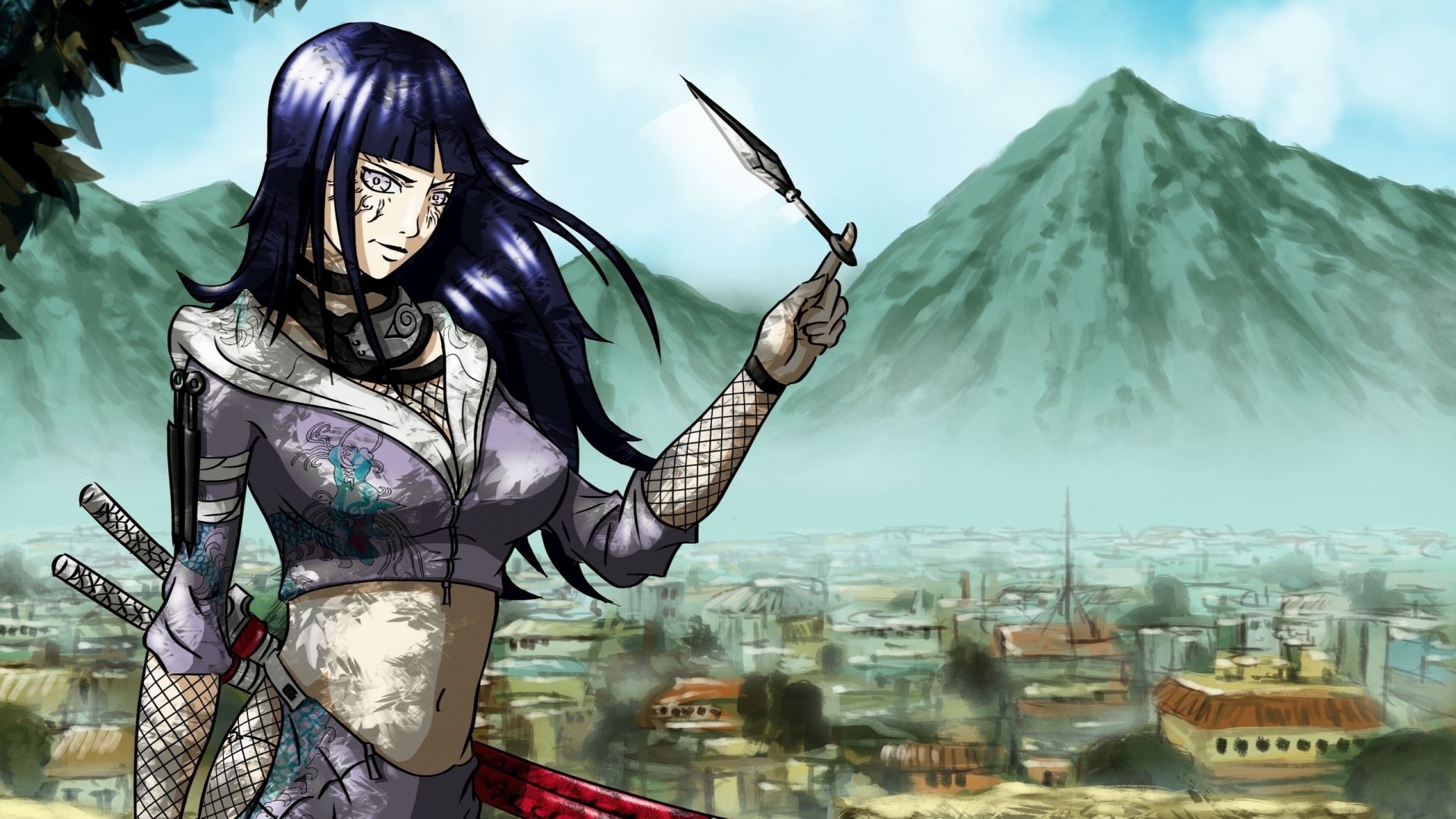 1920x1080 Download  HD Wallpaper naruto hinata hyuga dagger long hair mountain, Desktop Background HD, Desktop