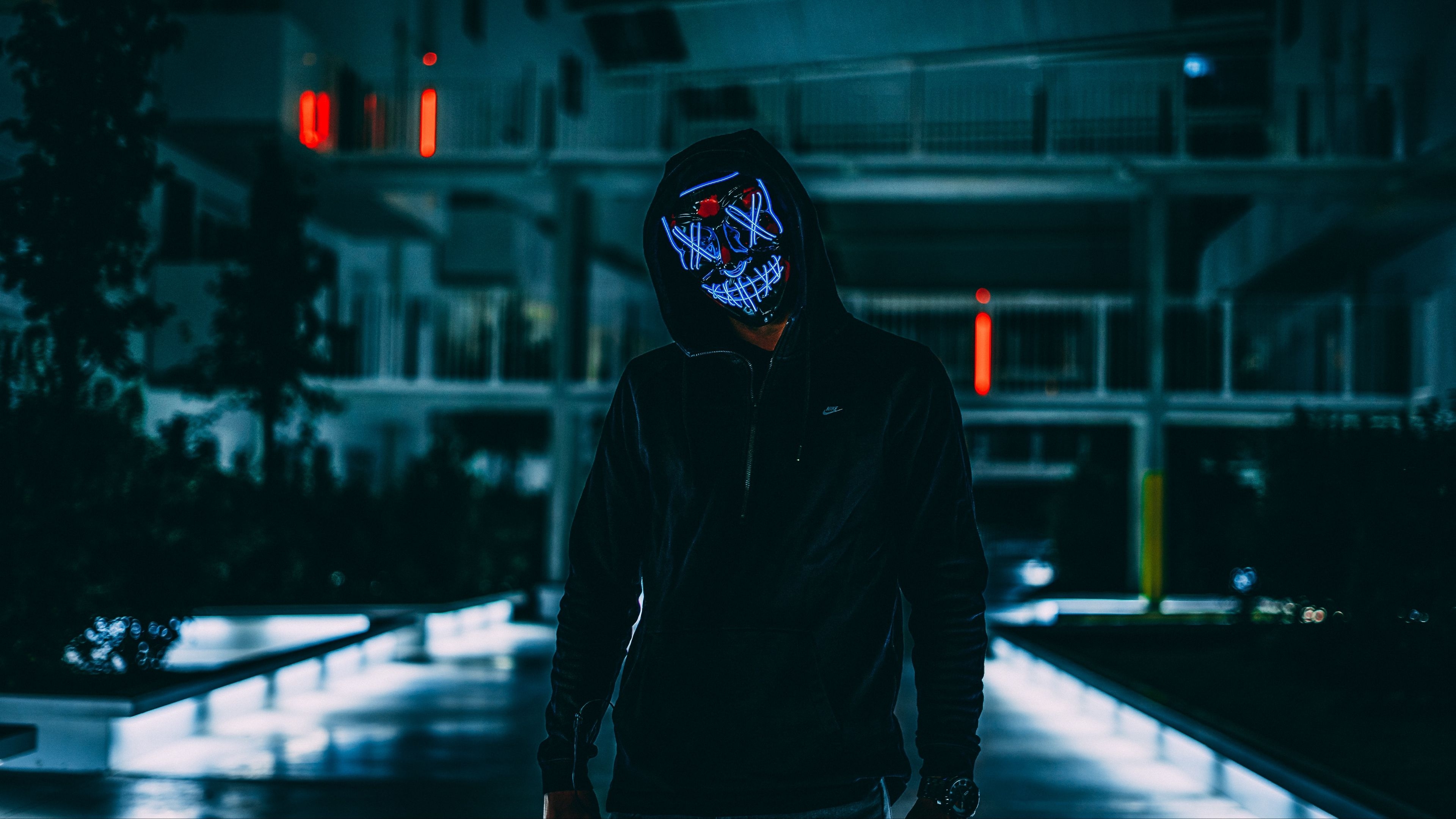 3840x2160 Neon Mask Wallpaper, Desktop