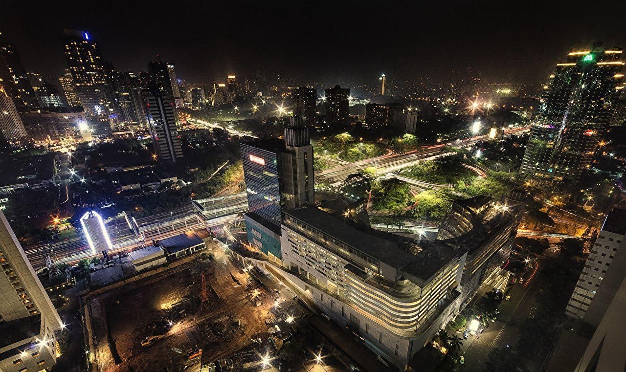 1280x770 Wallpaper Indonesia Houses Roads Jakarta Night Street lights From, Desktop