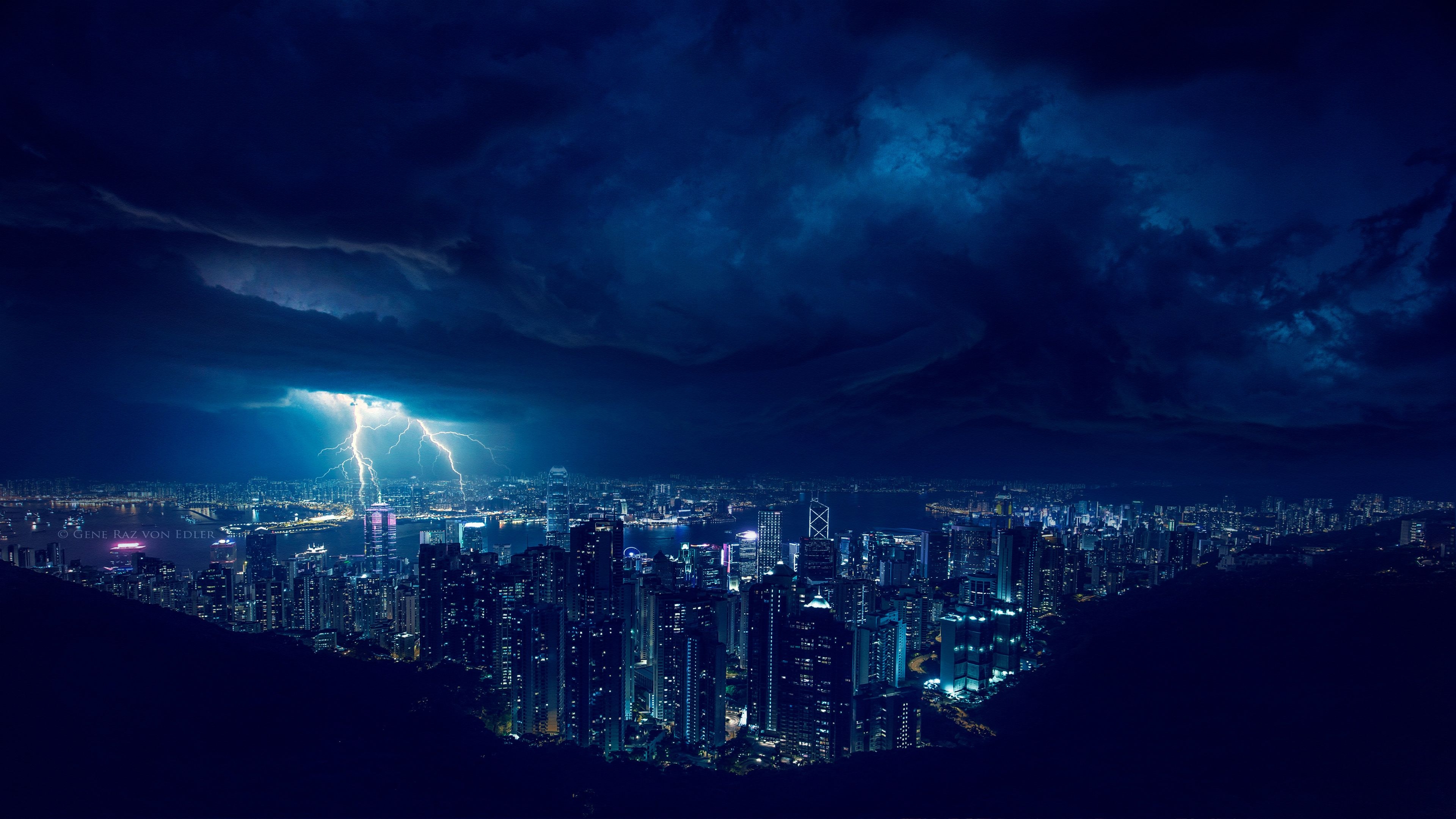 3840x2160 Storm Night Lightning In City 4k, HD Photography, 4k Wallpaper, Image, Background, Photo and Picture, Desktop