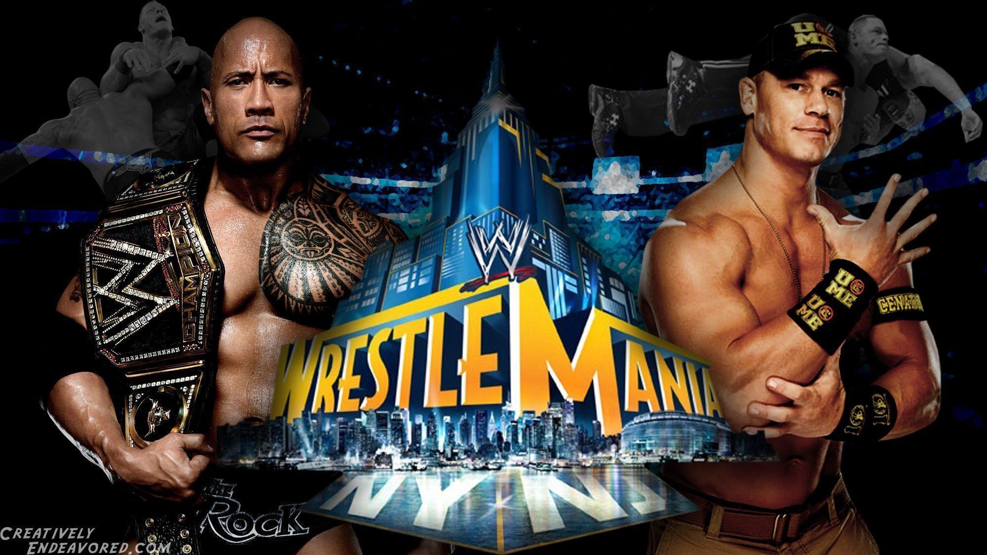 2000x1130 WrestleMania Wallpaper Wednesday: The Rock vs John Cena for, Desktop