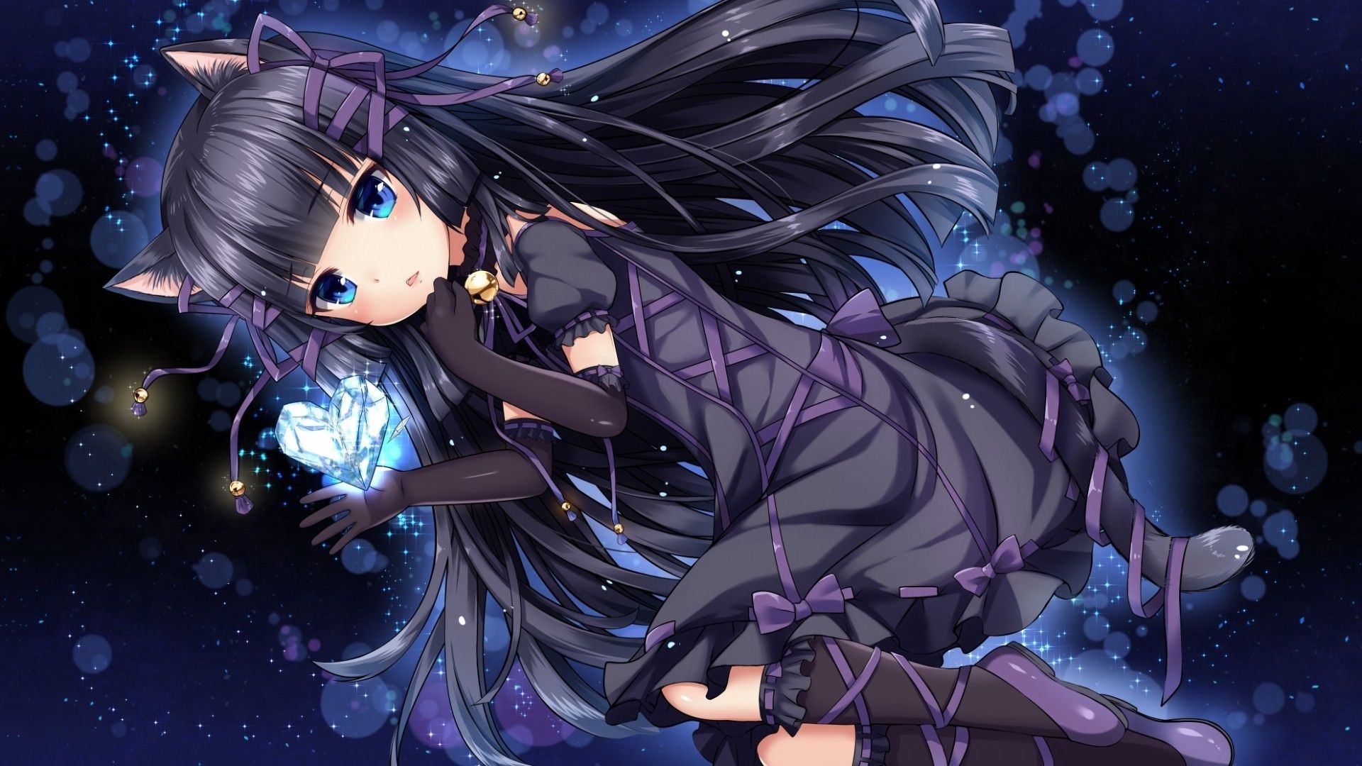 1920x1080 Download  Anime Cat Girl, Lolita, Black Hair, Cute, Desktop