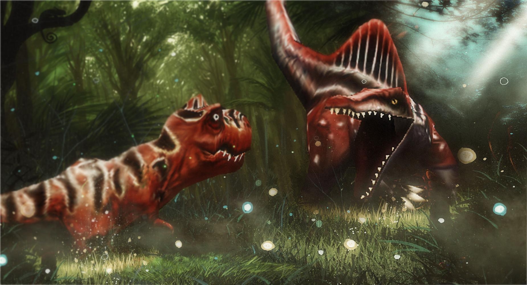 1850x1000 Spinosaurus VS T Rex, Desktop