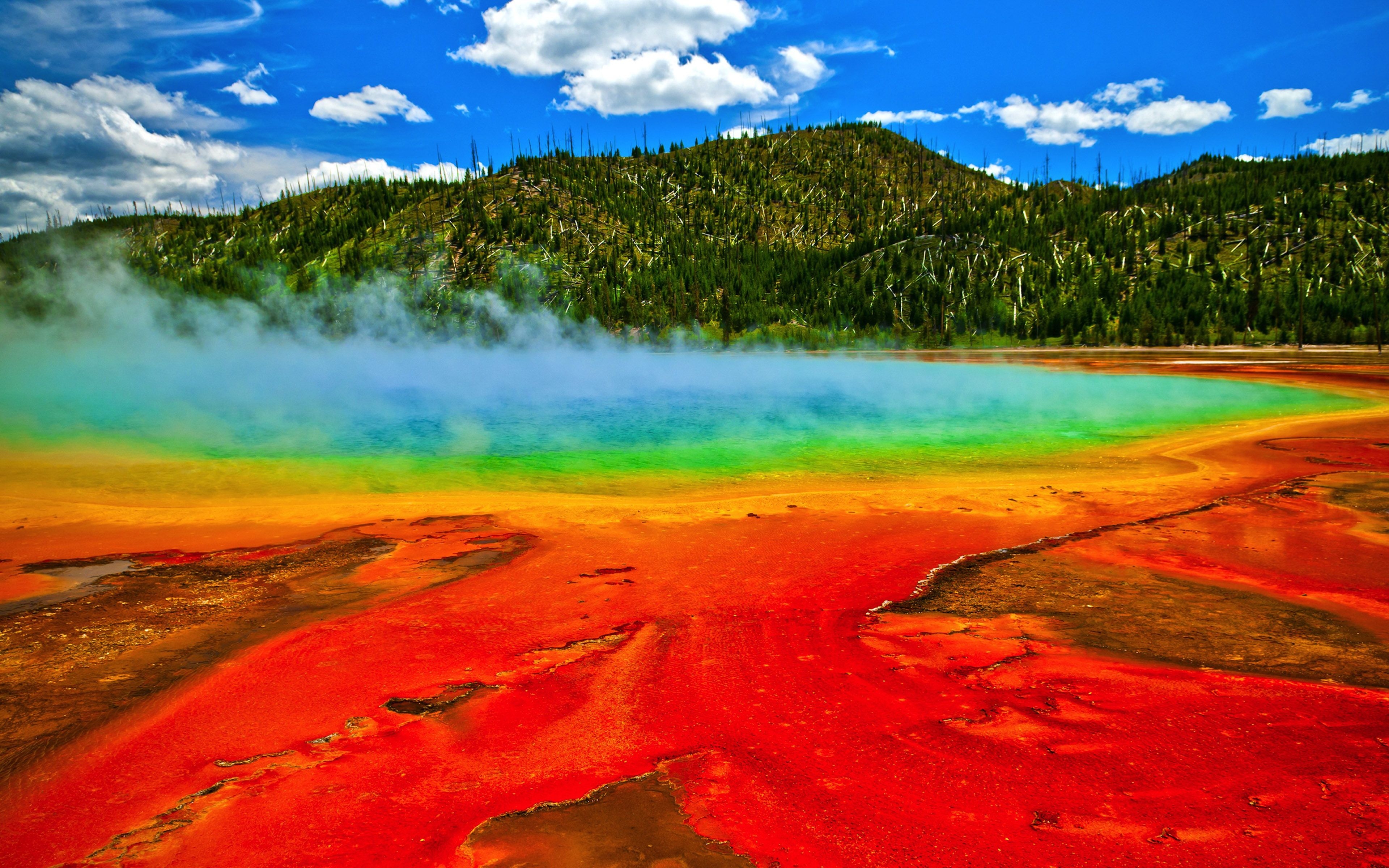 3840x2400 Spectacular HD Wallpaper Geysers Yellowstone National Park, Desktop