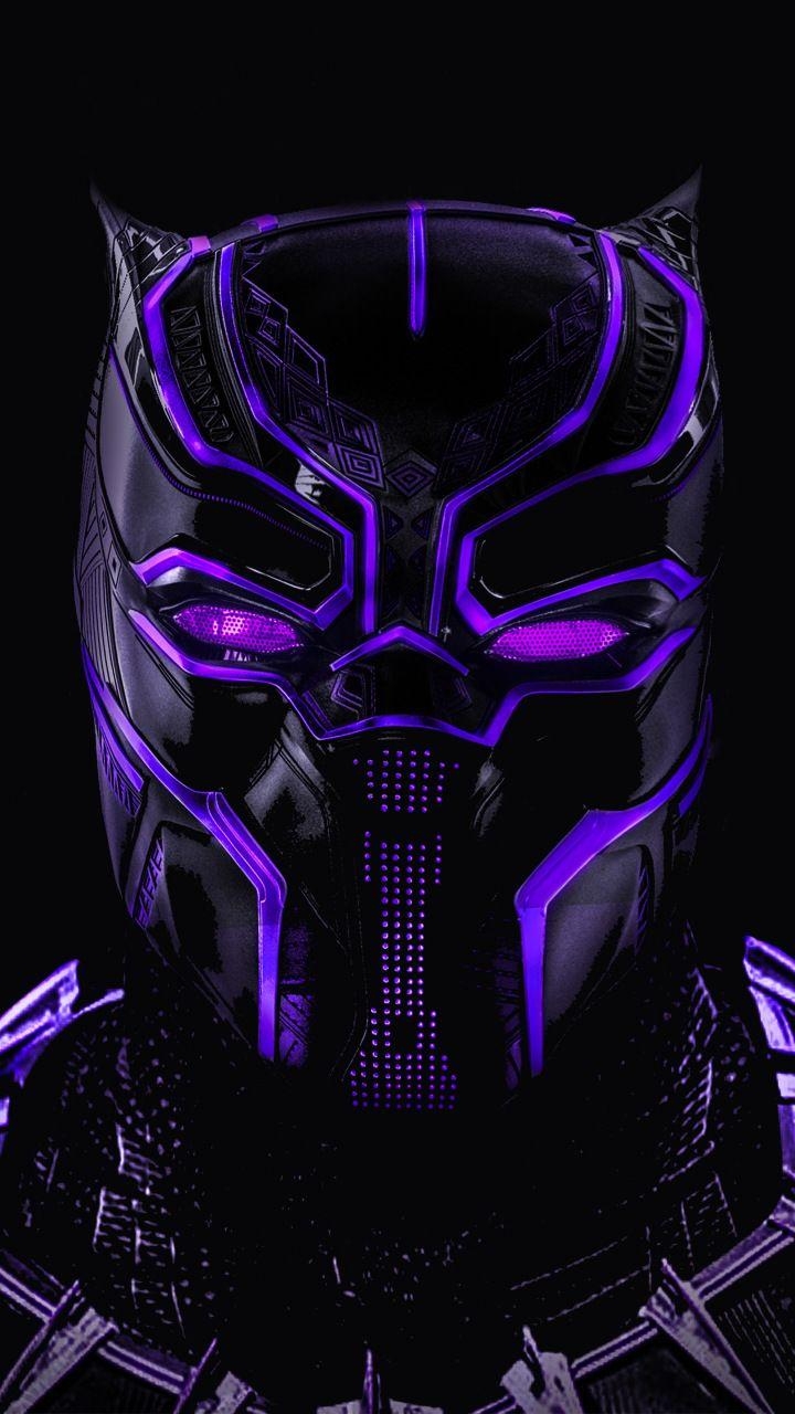 720x1280 Black panther, superhero, dark, glowing mask,  wallpaper, Phone