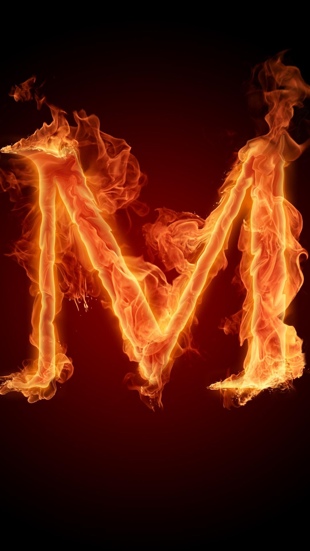 1080x1920 fire, alphabet, letter, m, flame desktop wallpaper 12176, Phone