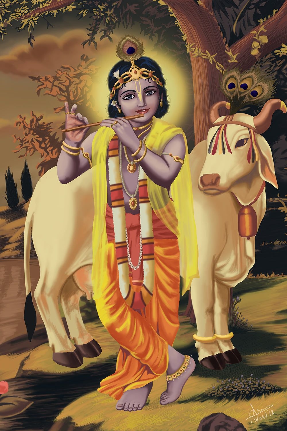 1000x1500 Krishna With Cow Govardhan Puja Png, Phone