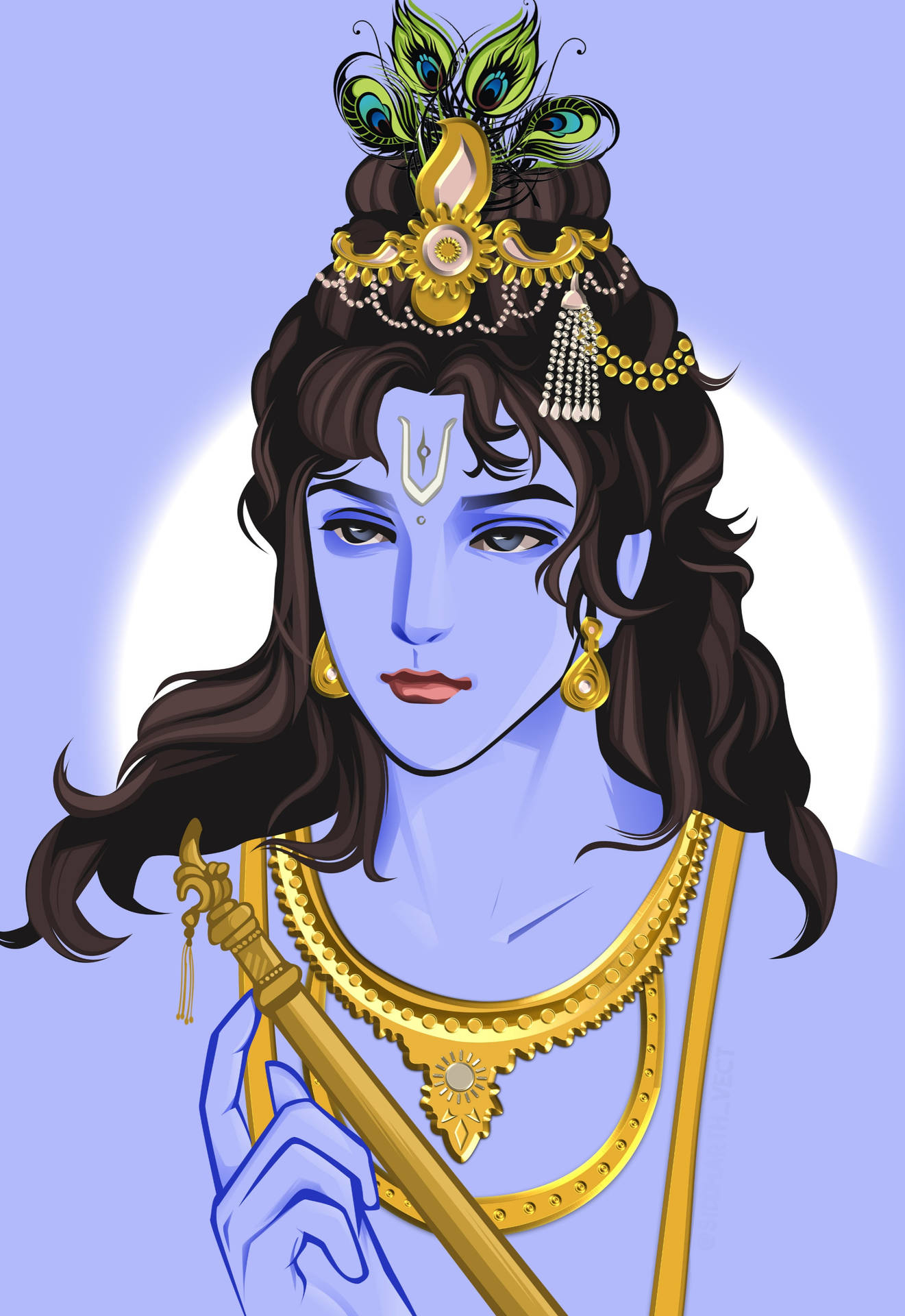 1330x1920 Beautiful Krishna Vector Art Wallpaper, Phone