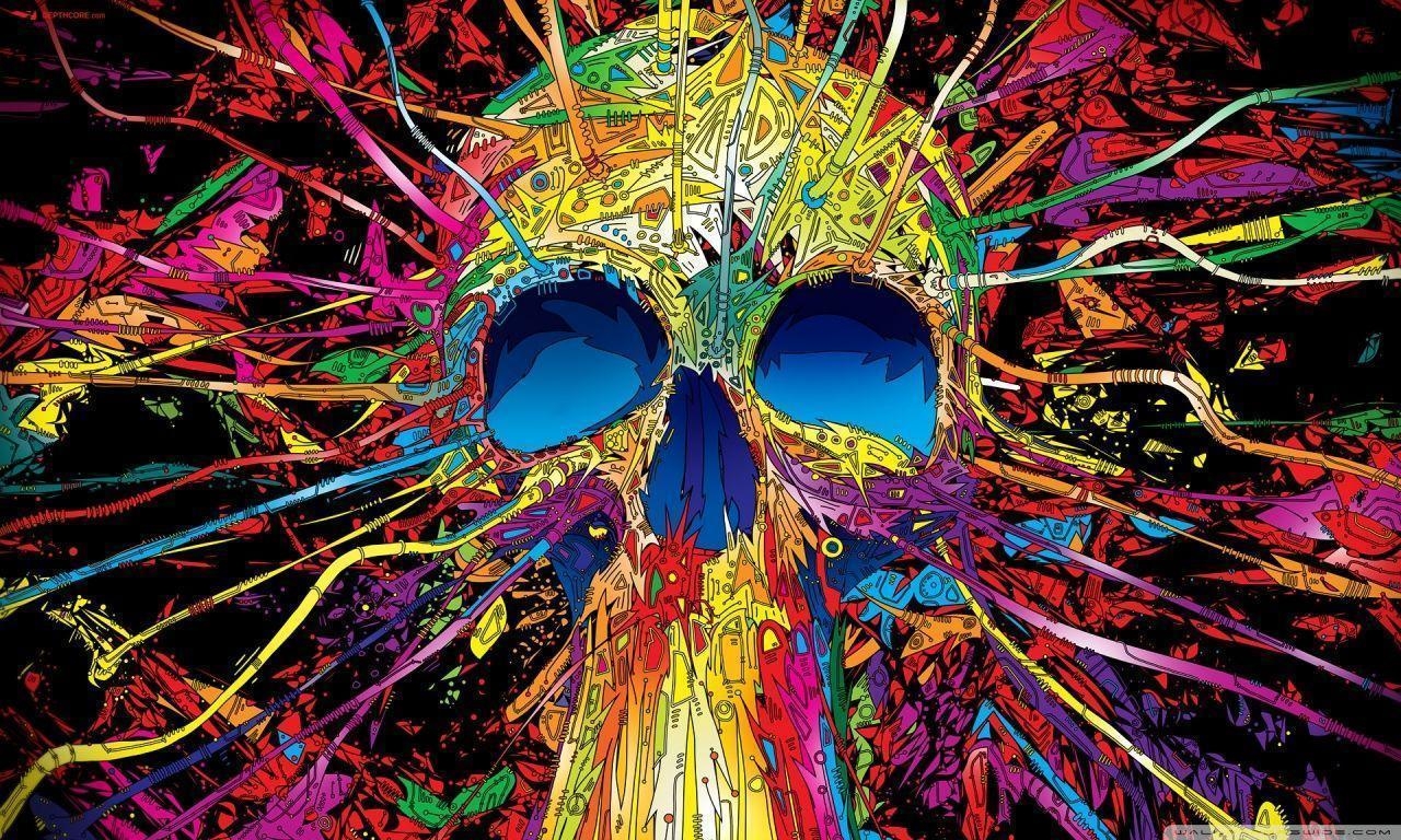 1280x770 Colorful Skull HD desktop wallpaper, High Definition, Desktop