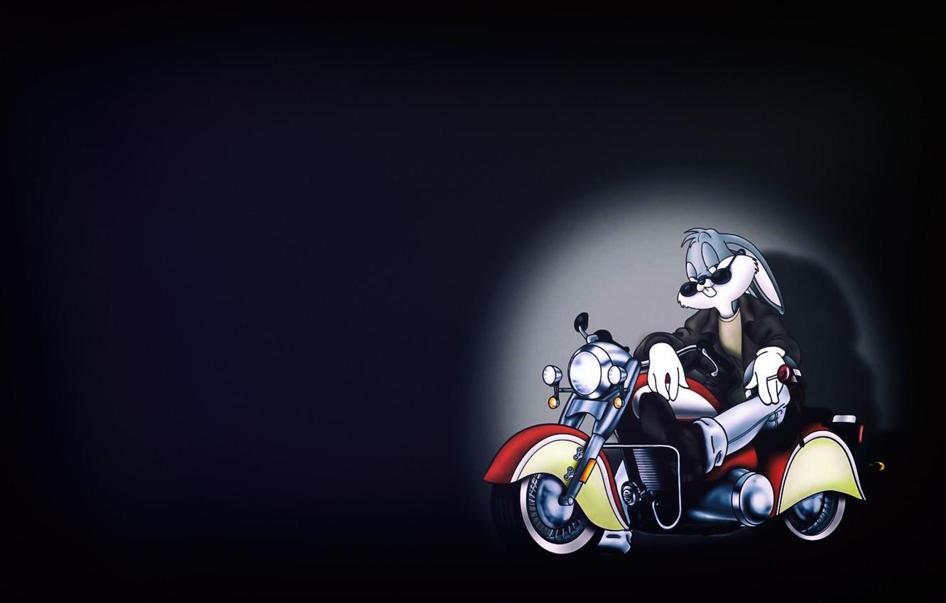 1340x850 Wallpaper Rabbit, Motorcycle, Cartoon, Looney Tunes, Bugs, Desktop