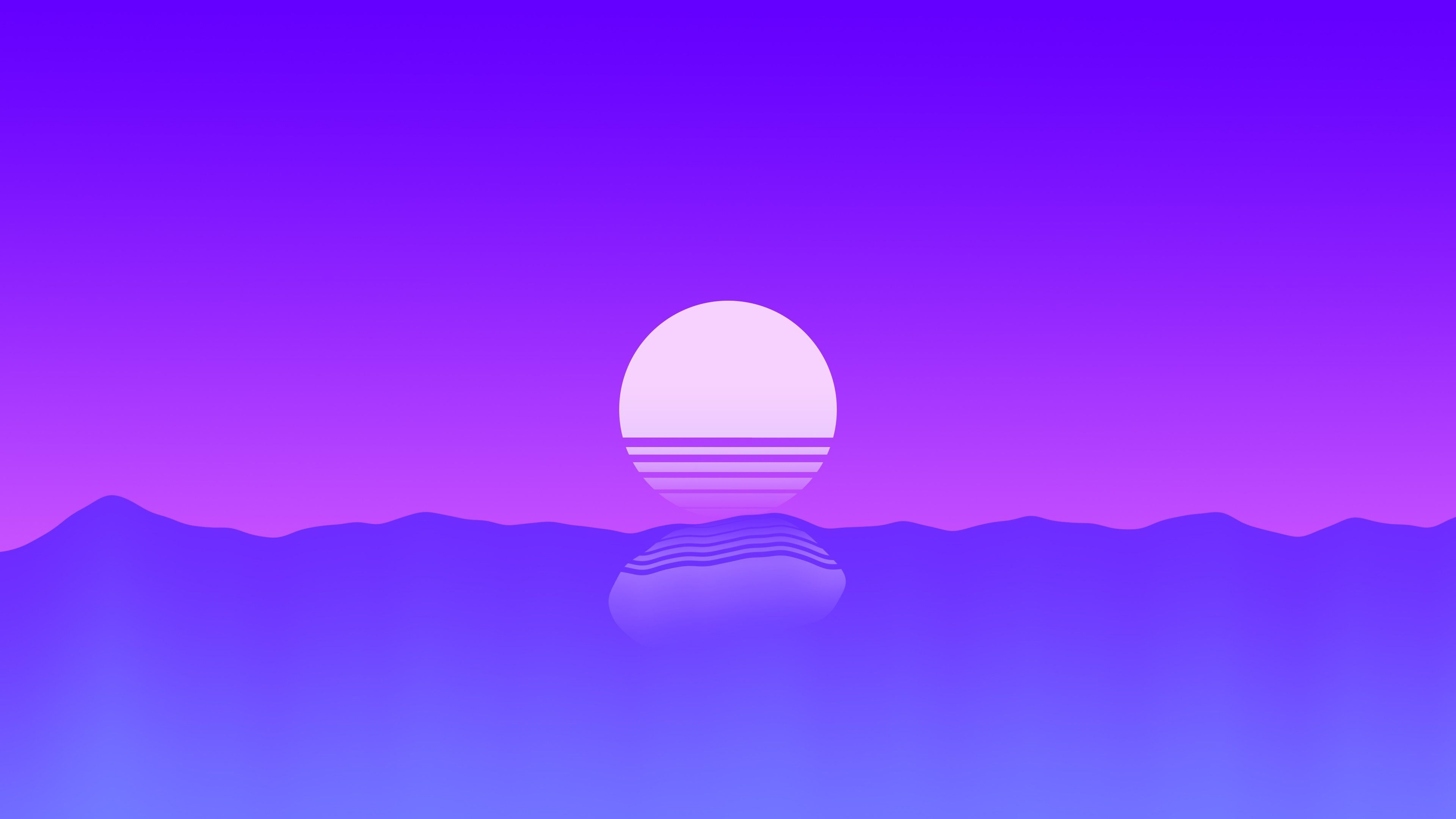 3840x2160 Purple Sunset Minimal 4K Wallpaper [3840 x 2160], Desktop