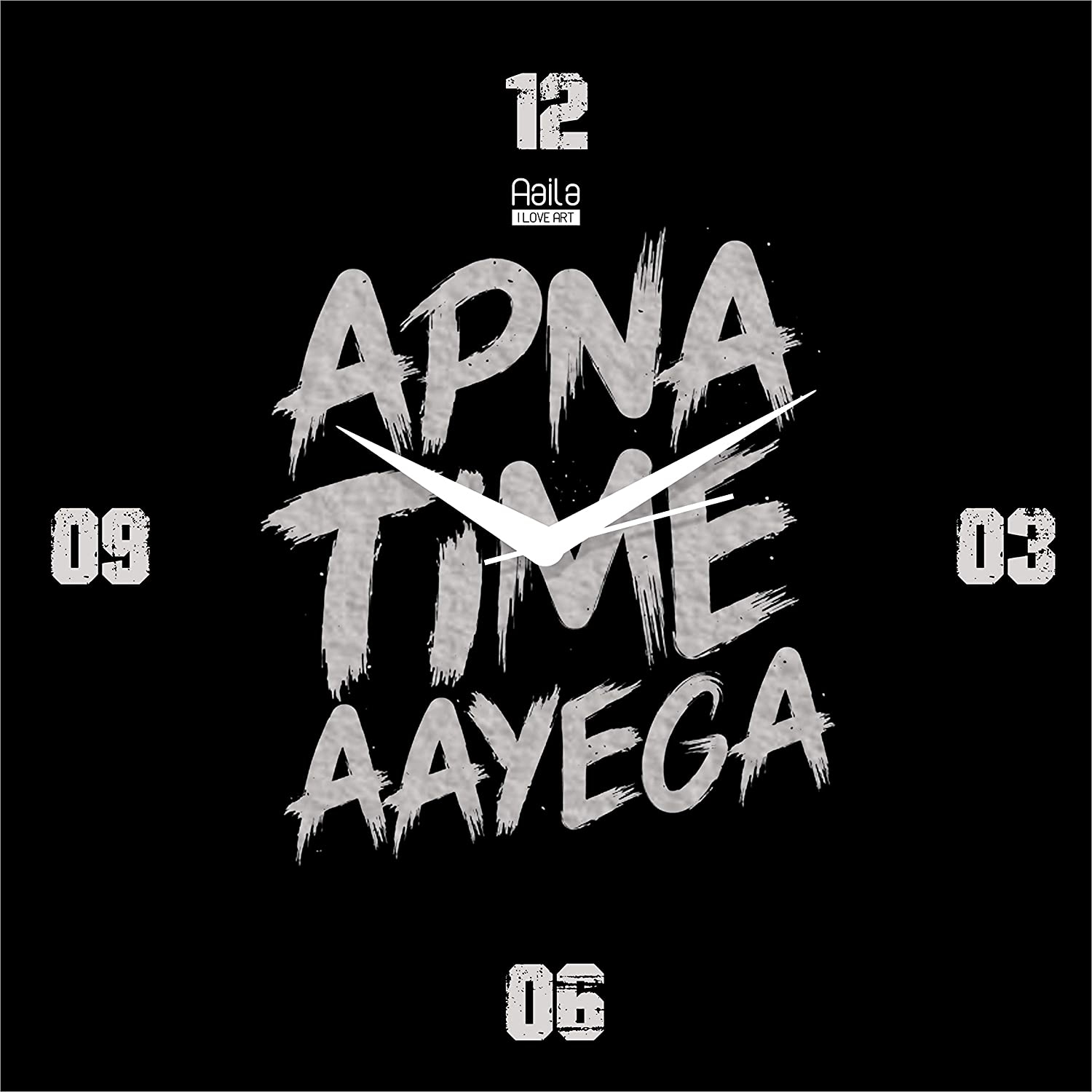 1500x1500 Buy Aaila Creations Vinyl Apna Time Aayega Wall Clock (Black, Medium) Online at Low Prices in India, Phone