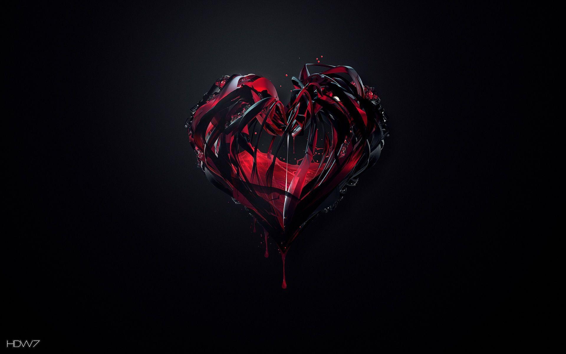 1920x1200 broken red black heart lines glass drops melting. HD wallpaper, Desktop