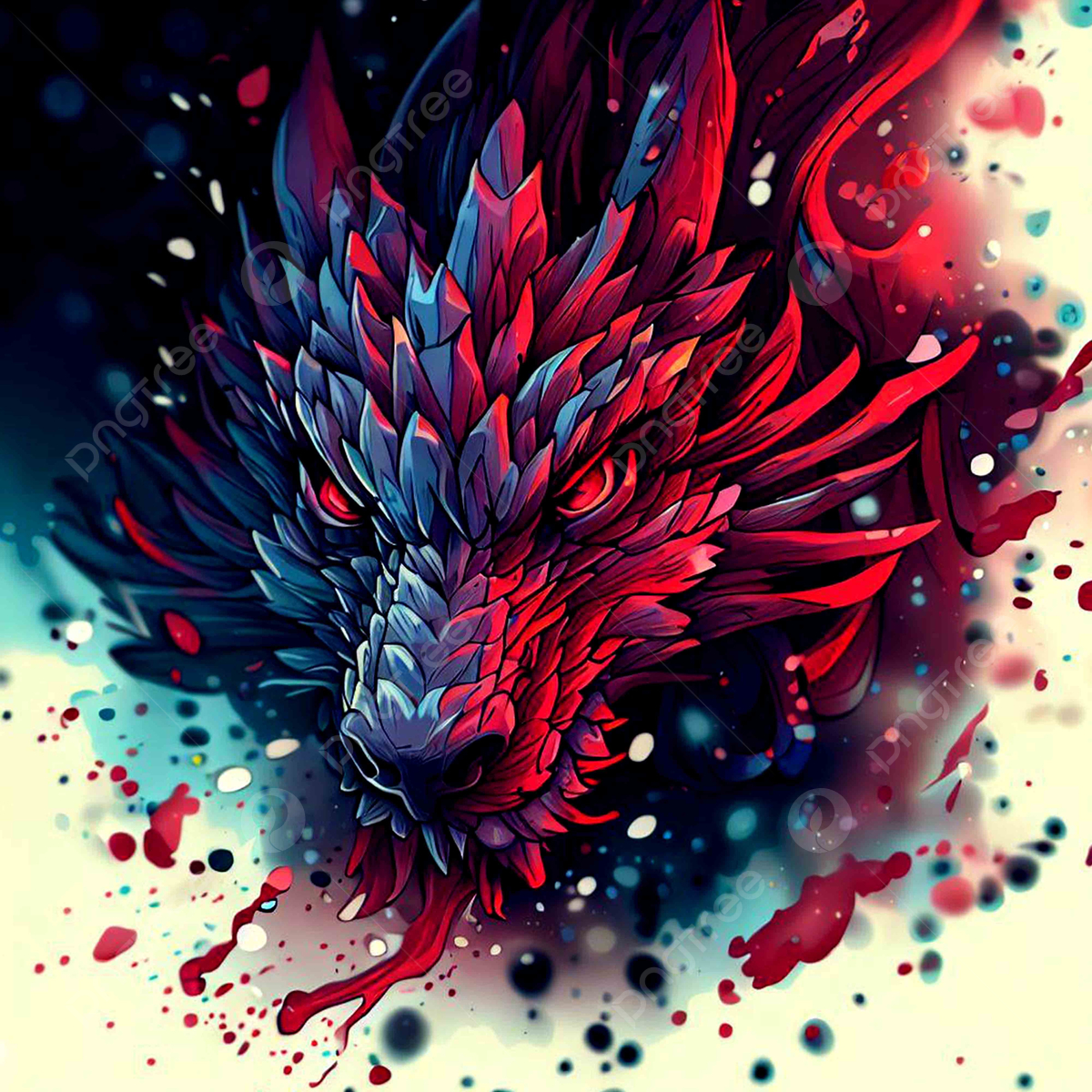 1200x1200 Angry Dragon With Blue And Red Scales, Phone