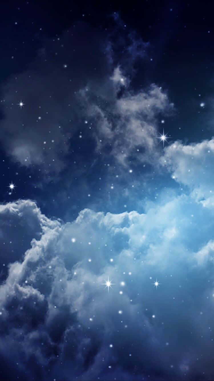 750x1340 Download Magical Night Sky With Many Stars Shining On Large Clouds Wallpaper, Phone