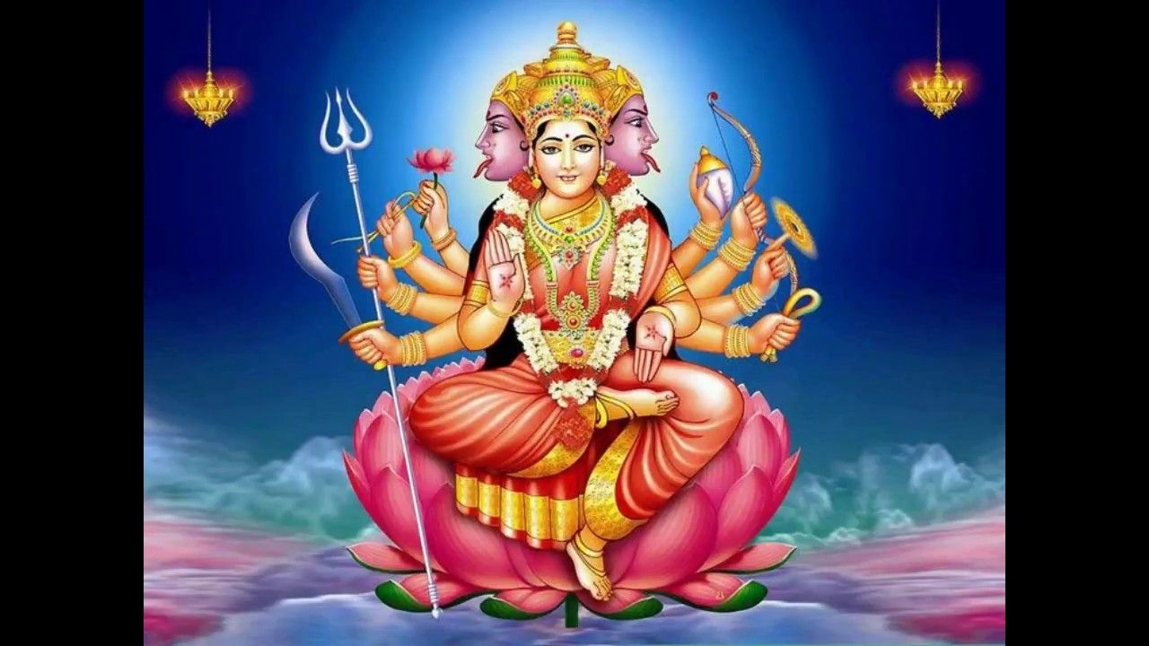 1280x720 Maa Gayatri Devi Good Morning Wishes Greetings Image Photo, Desktop