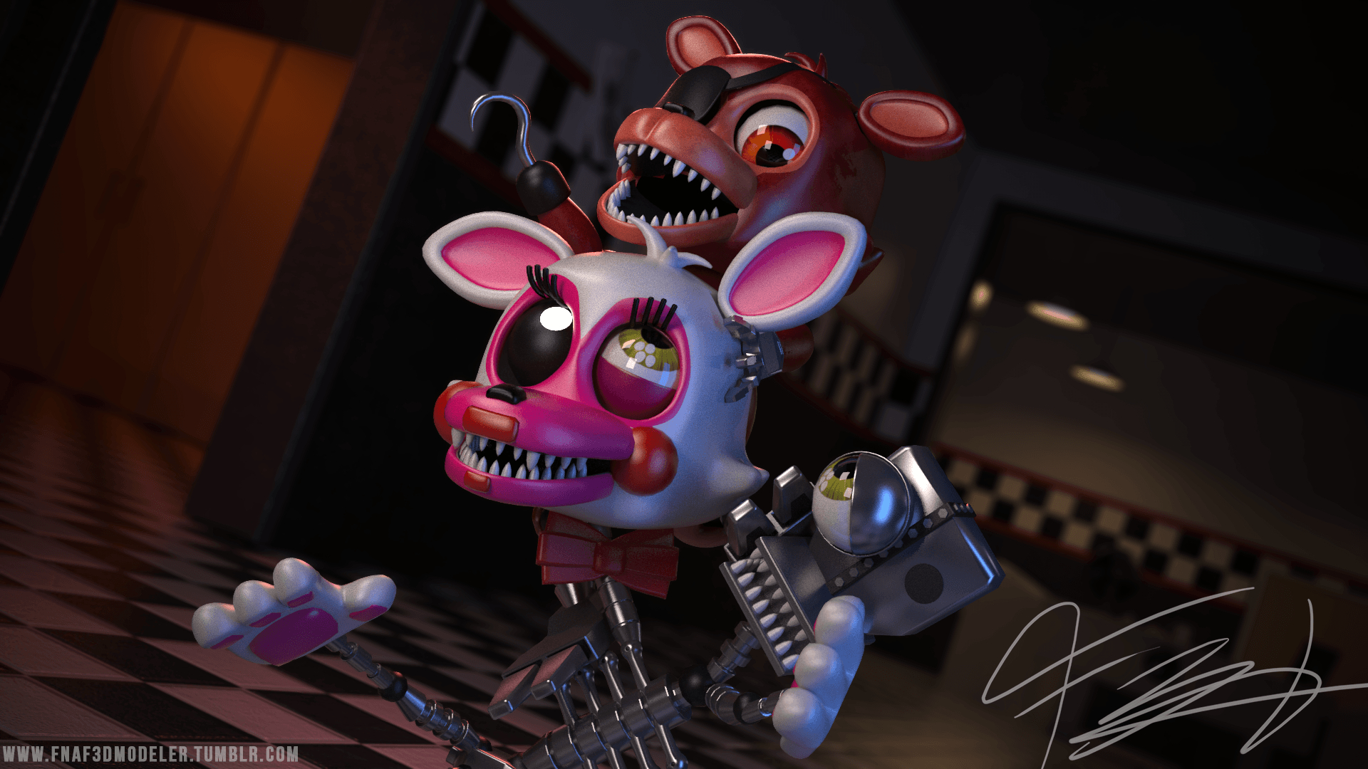 1920x1080 Adventure Foxy Piggyback riding Mangle, Desktop