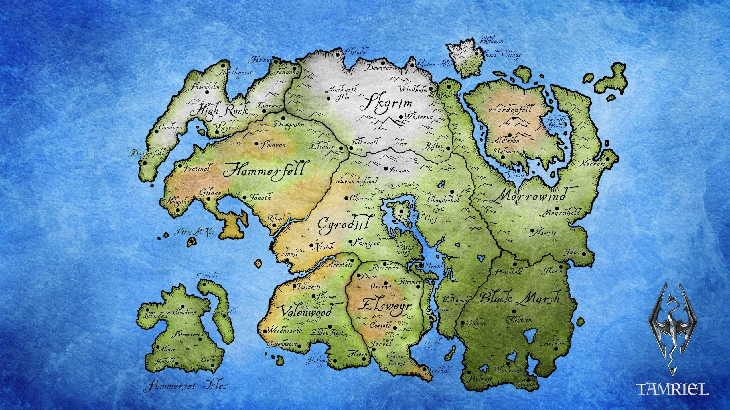 2560x1440 Tamriel map Elder Scrolls V Wallpaper #, Desktop