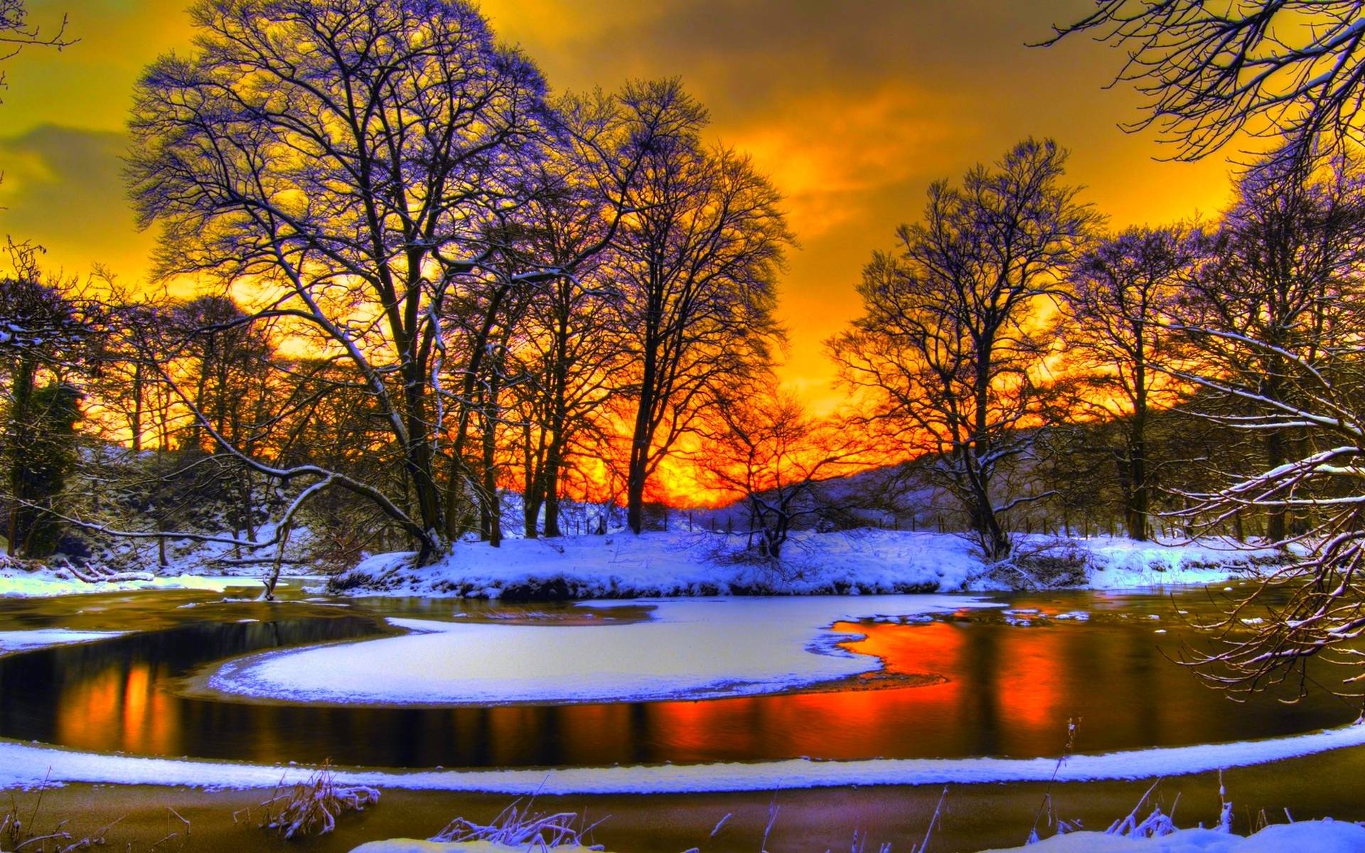 1920x1200 Winter Sunset Wallpaper, Desktop