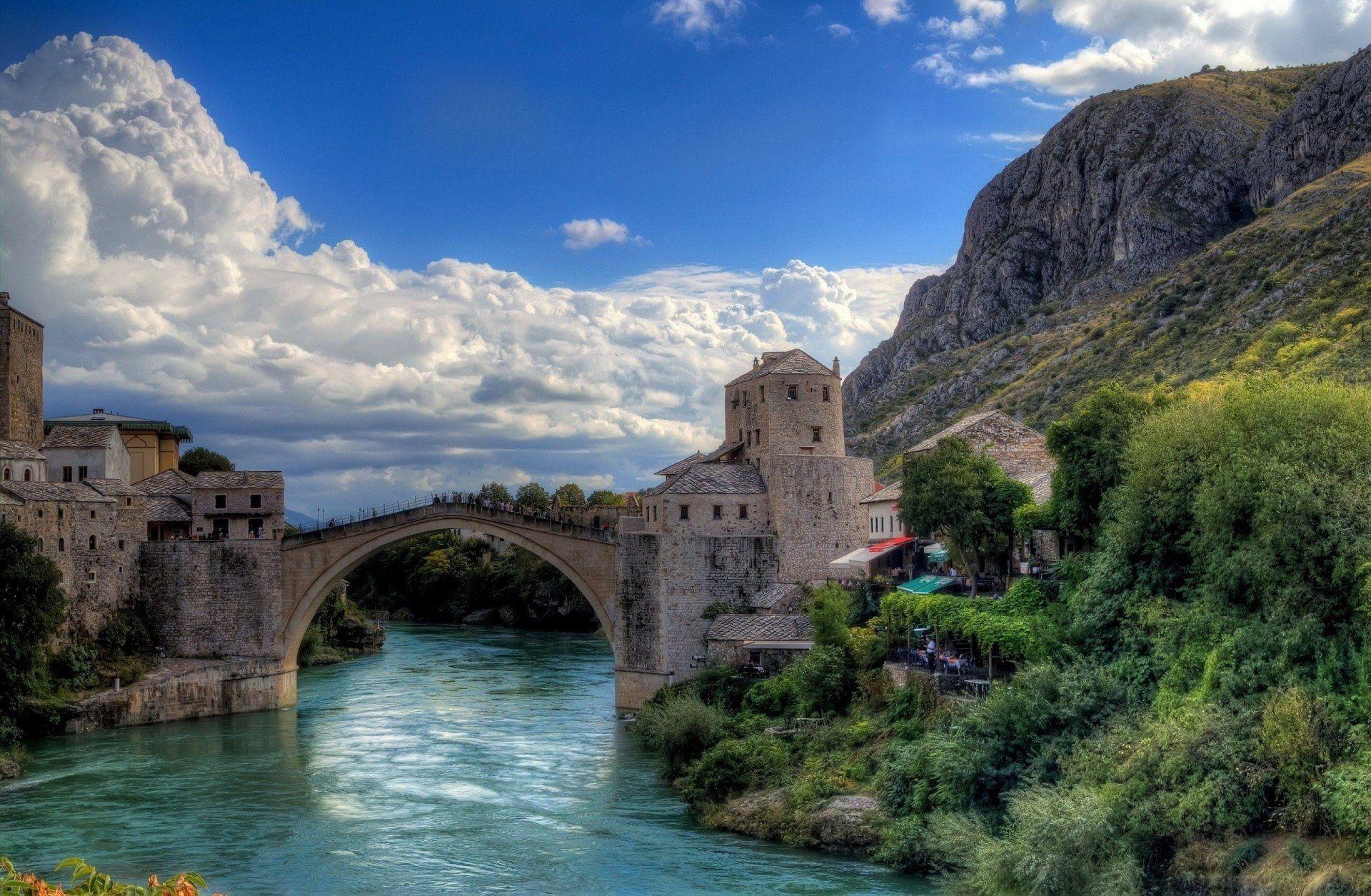 1920x1260 bosnia and herzegovina old bridge river bridge rock mostar bosnia, Desktop