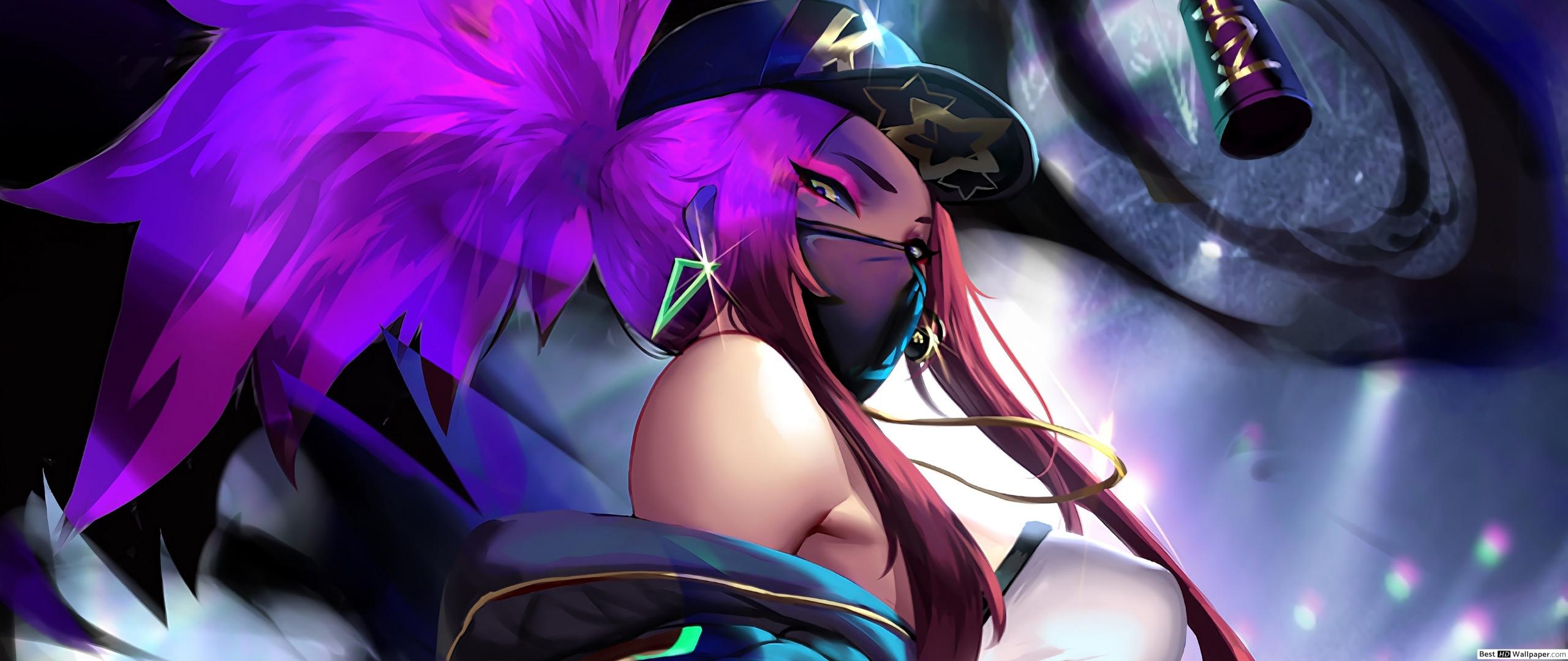 2560x1080 K DA Popstar Neon 'Akali' (Anime FA) Of Legends (LOL) HD Wallpaper Download, Dual Screen