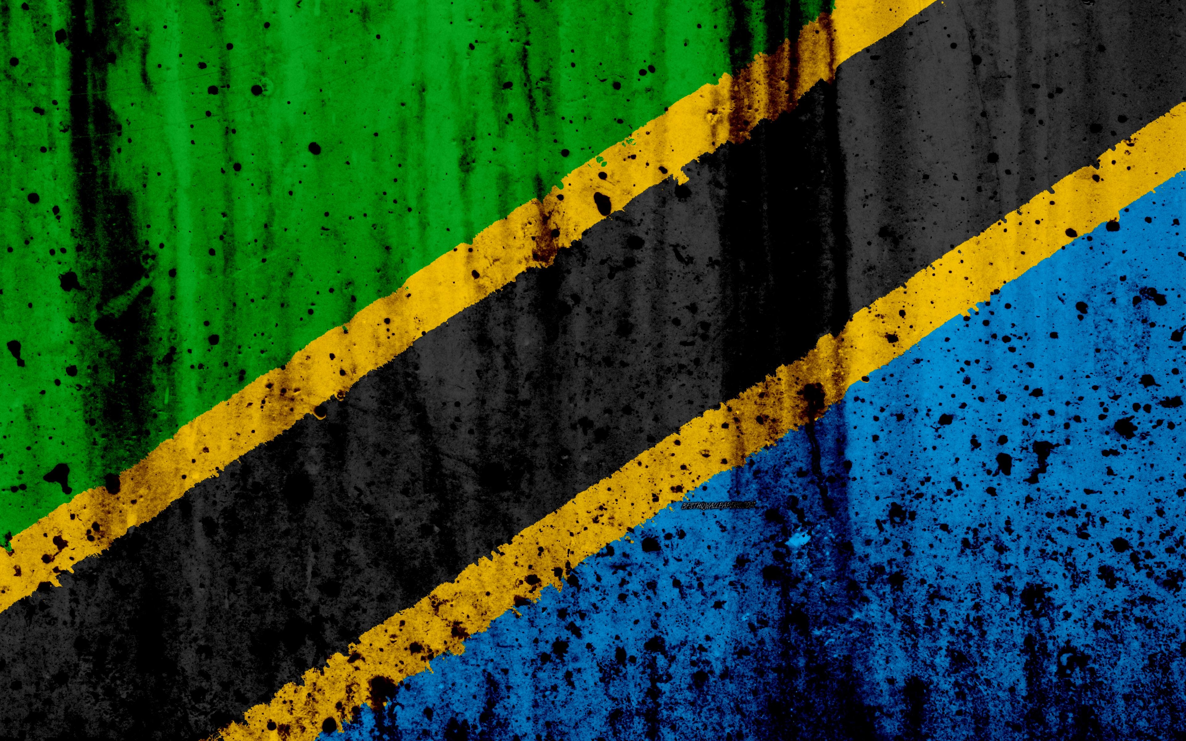 3840x2400 Download wallpaper Tanzania flag, 4k, grunge, flag of Tanzania, Desktop