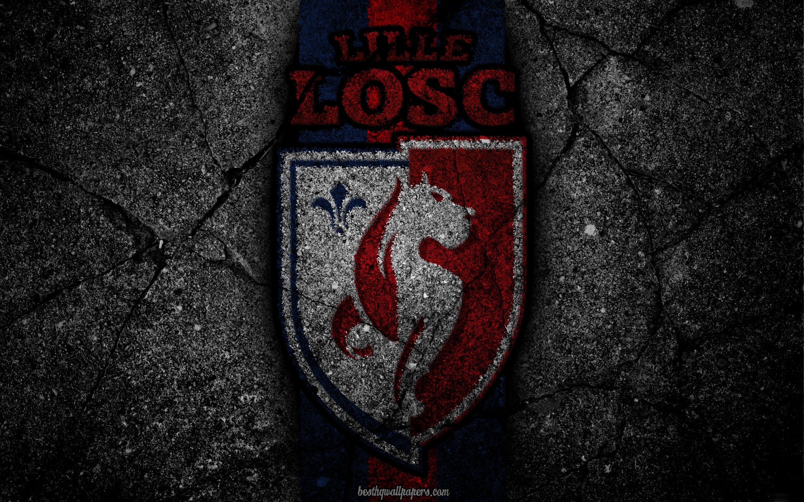 2560x1600 Download wallpaper Lille, logo, art, Liga soccer, Lille OSC, Desktop