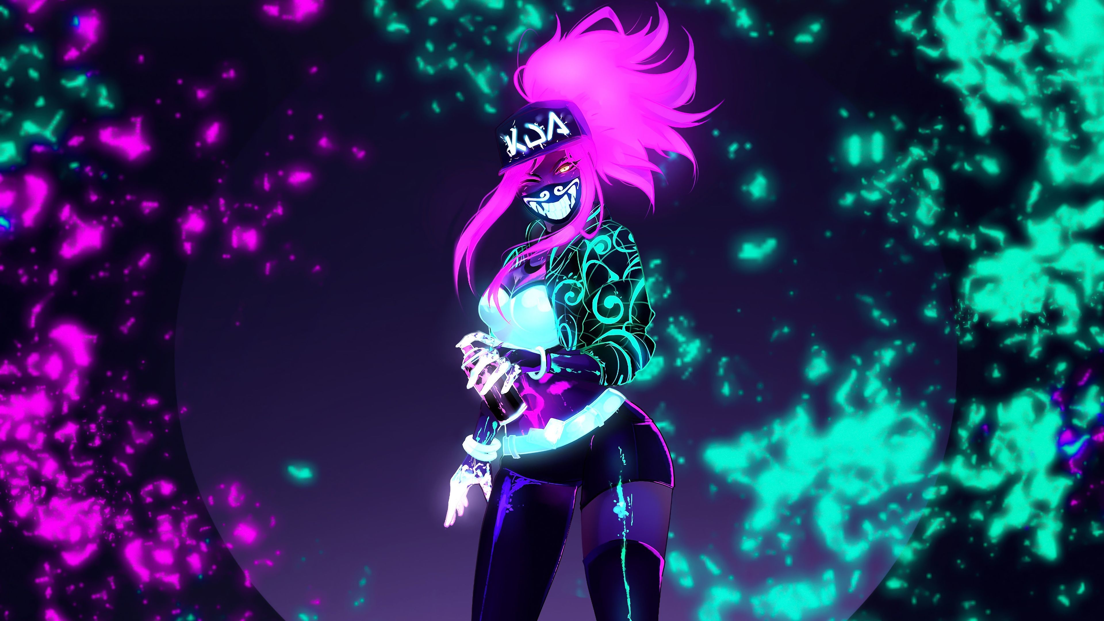 3840x2160 K DA Akali Neon Mask LoL League Of Legends 4K. Lol League Of Legends, League Of Legends, Neon, Desktop