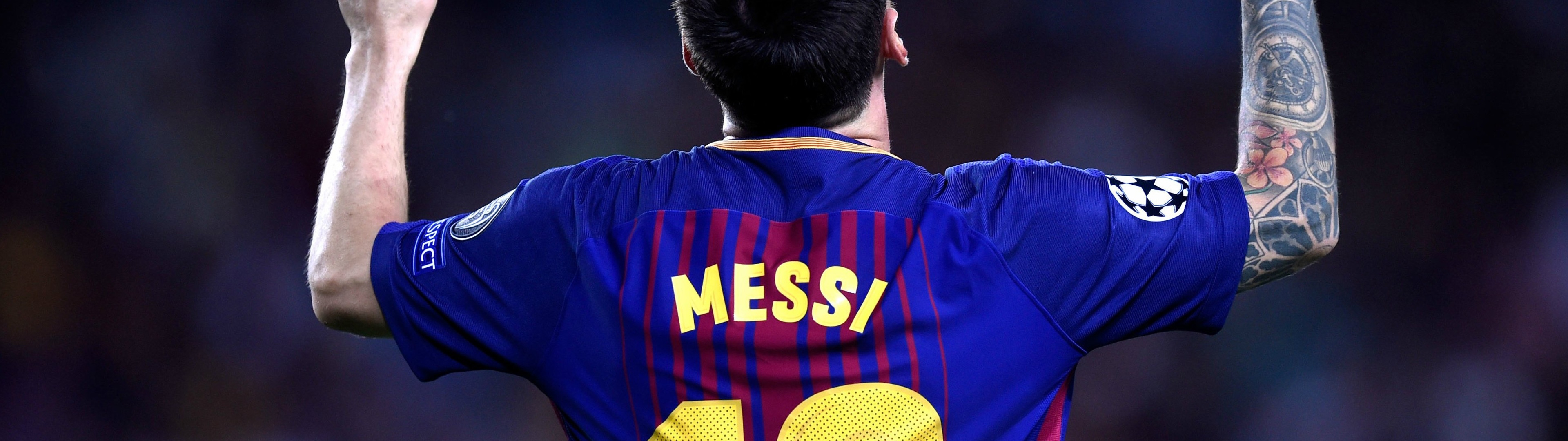 3840x1080 Lionel Messi Wallpaper 4K, Football player, Sports, Dual Screen