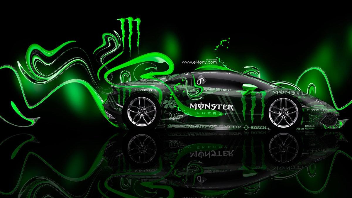 1200x680 Monster Energy Lamborghini Huracan Side Plastic Car 2014 Green Neon, Desktop