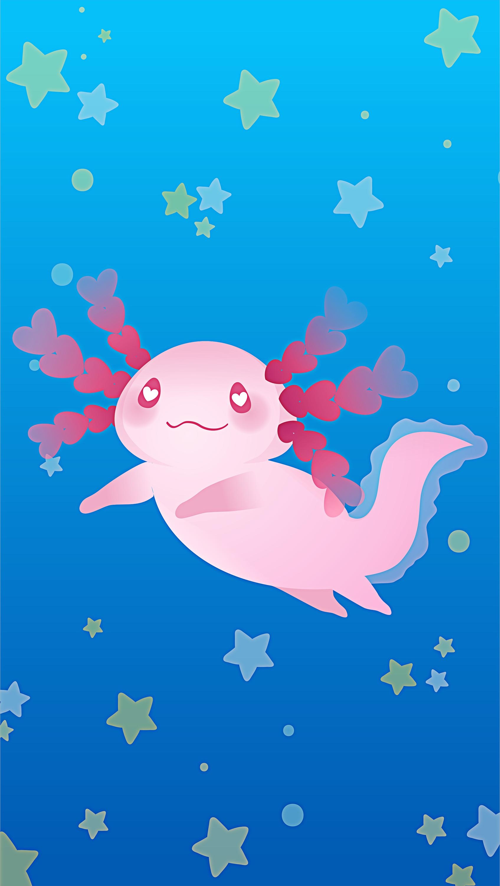 1700x3000 Annes Series: Aquatic Animals <3 Starring Today: Lovely Axolotl (with wallpaper version <3) #Axolotl #Axolote #axolotle #aquatic #animal #cute #kawaii, Phone