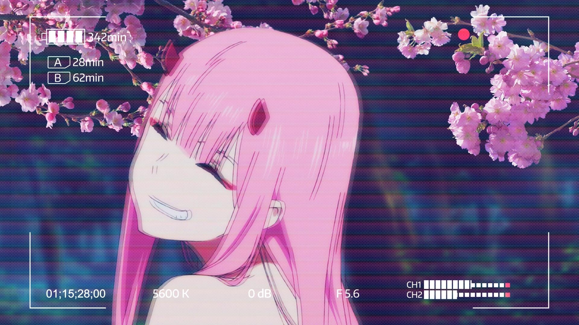 1920x1080 zero two pink aesthetic smiling, Desktop