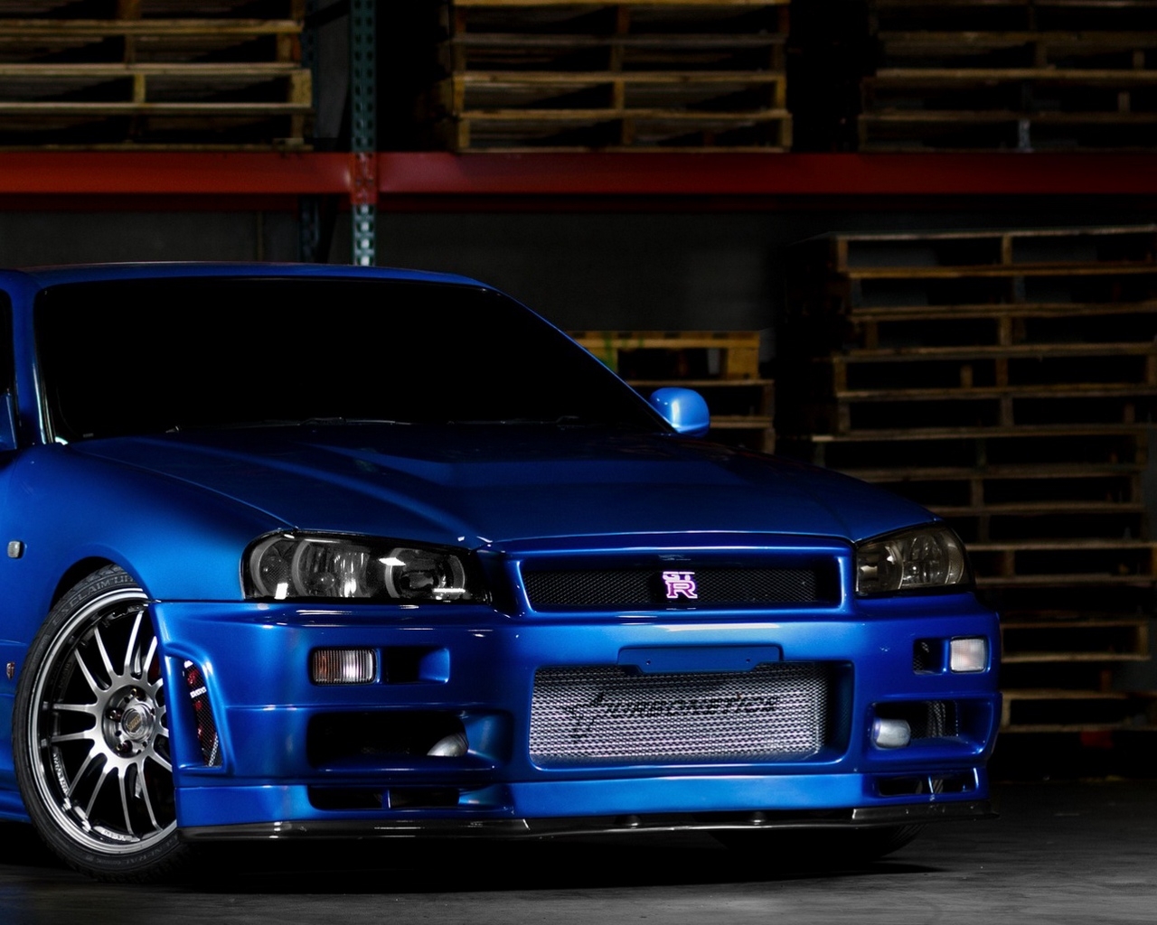 1280x1030 Wallpaper Nissan Skyline, Gtr, R Blue, Front View Skyline Blue Fast And Furious, Desktop