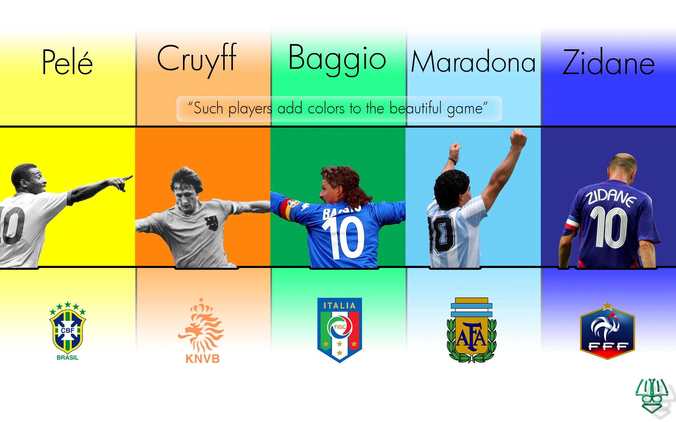 2560x1600 Pele, Cruytt, Baggio, Maradona and Zidane Wallpaper, Desktop