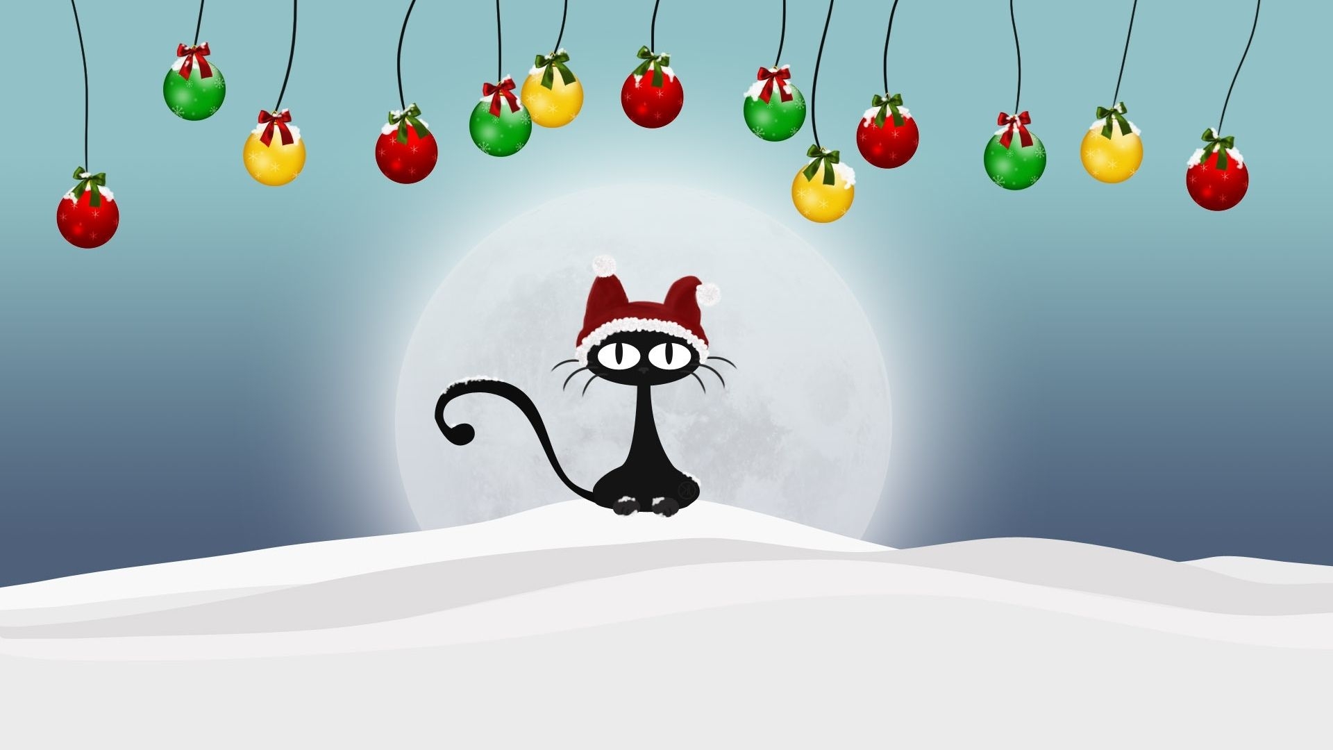 1920x1080 Cartoon Cat in Snow, Desktop