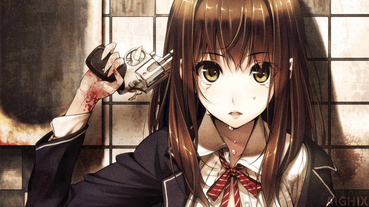 1200x670 Sad Anime Girl With Gun Wallpaper, Desktop