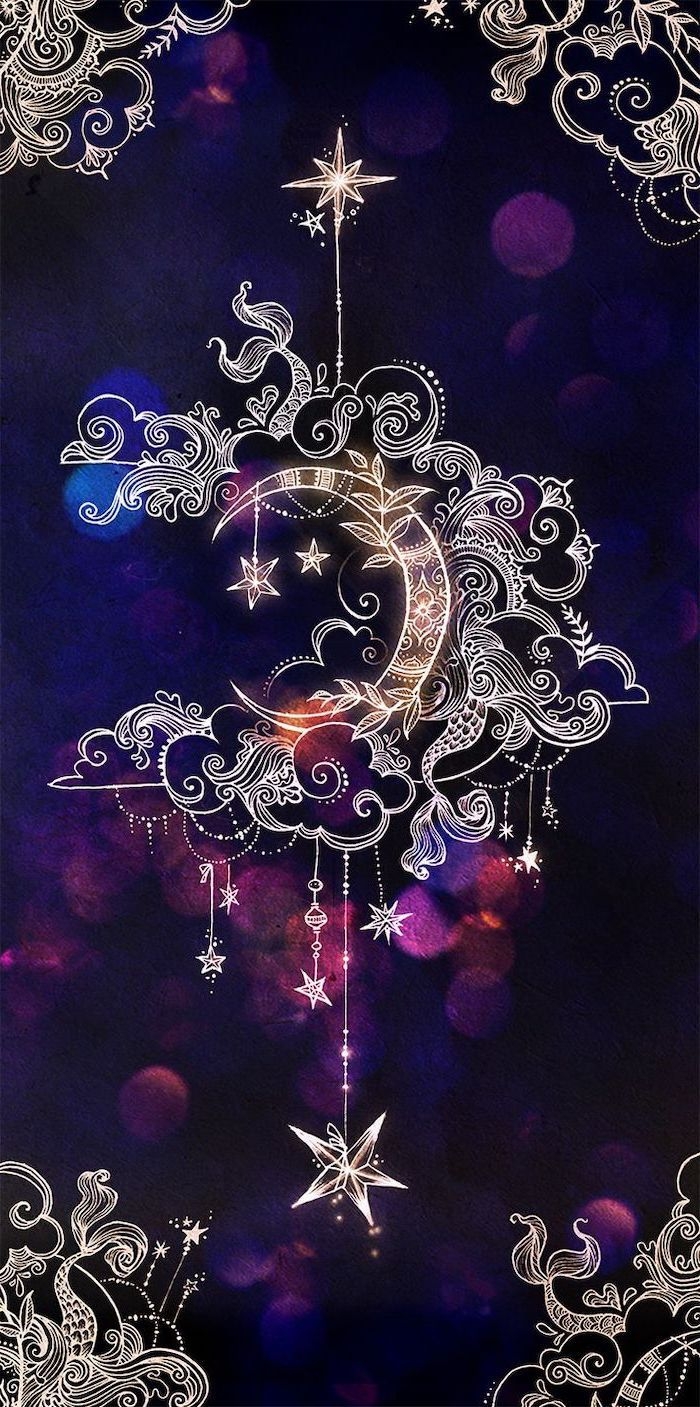 700x1410 Crescent Moon, Mandala Drawings, Background For Girls, Wallpaper For Phone Screen HD Wallpaper, Phone