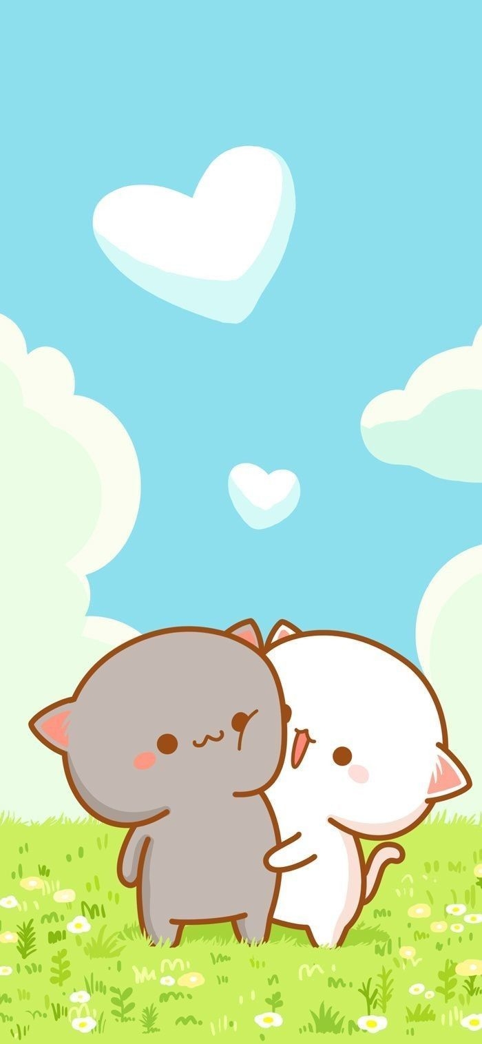 700x1520 Peach And Goma Wallpaper Free Peach And Goma Background A28. Cute cartoon wallpaper, Cute drawings, Cat hug, Phone