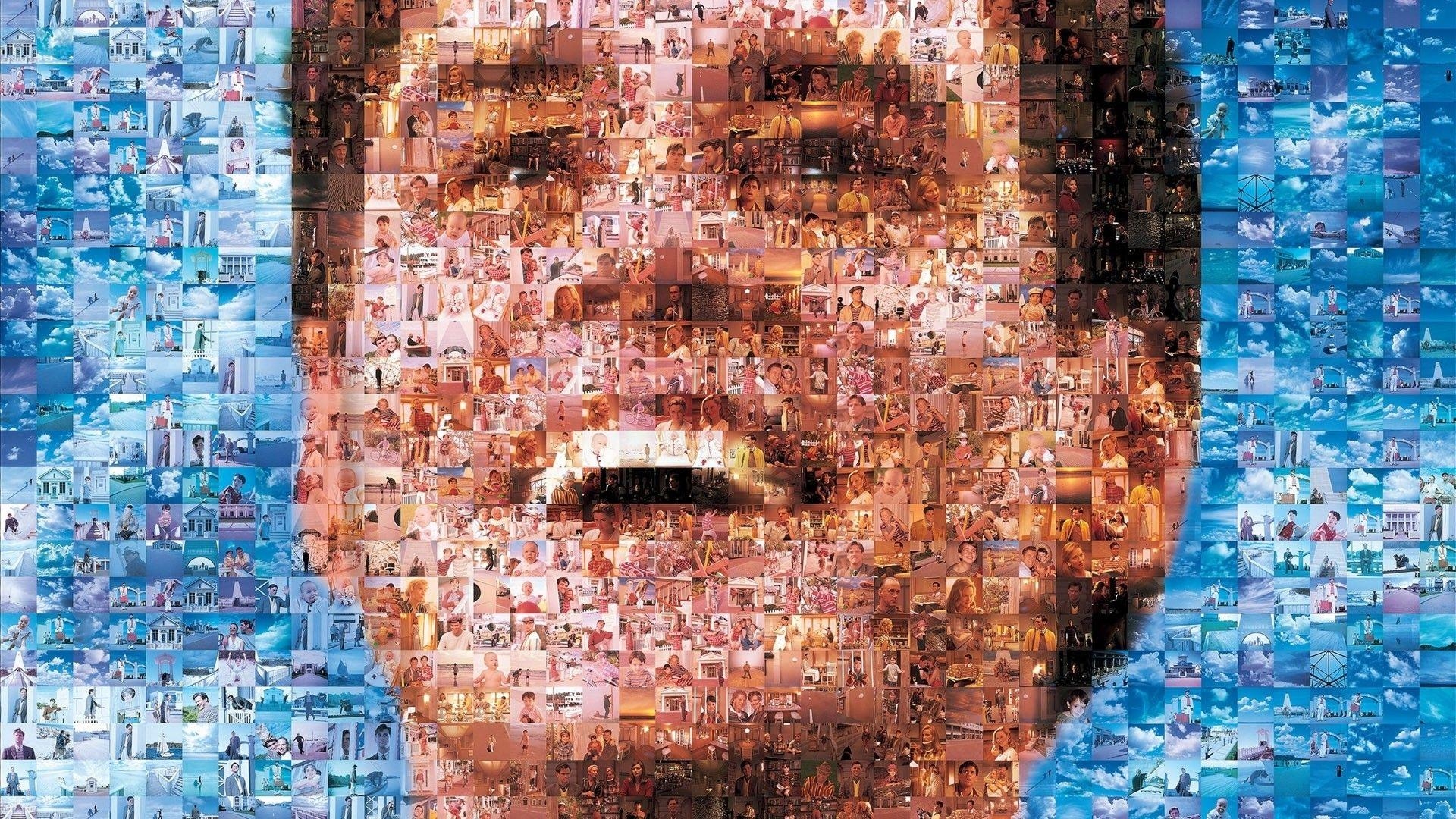 1920x1080 mosaic, screenshots, Jim Carrey, smiling, artwork, faces, Desktop