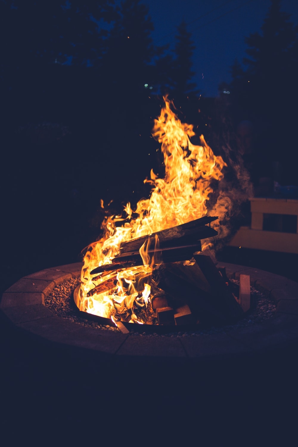 1000x1500 fire in fire pit during nighttime photo, Phone