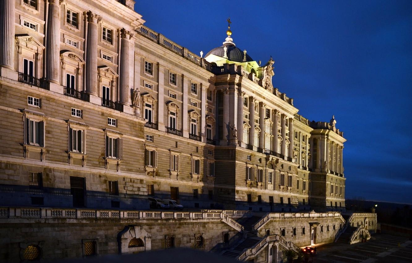 1340x850 Wallpaper the sky, night, lights, Spain, Palace, Madrid image, Desktop