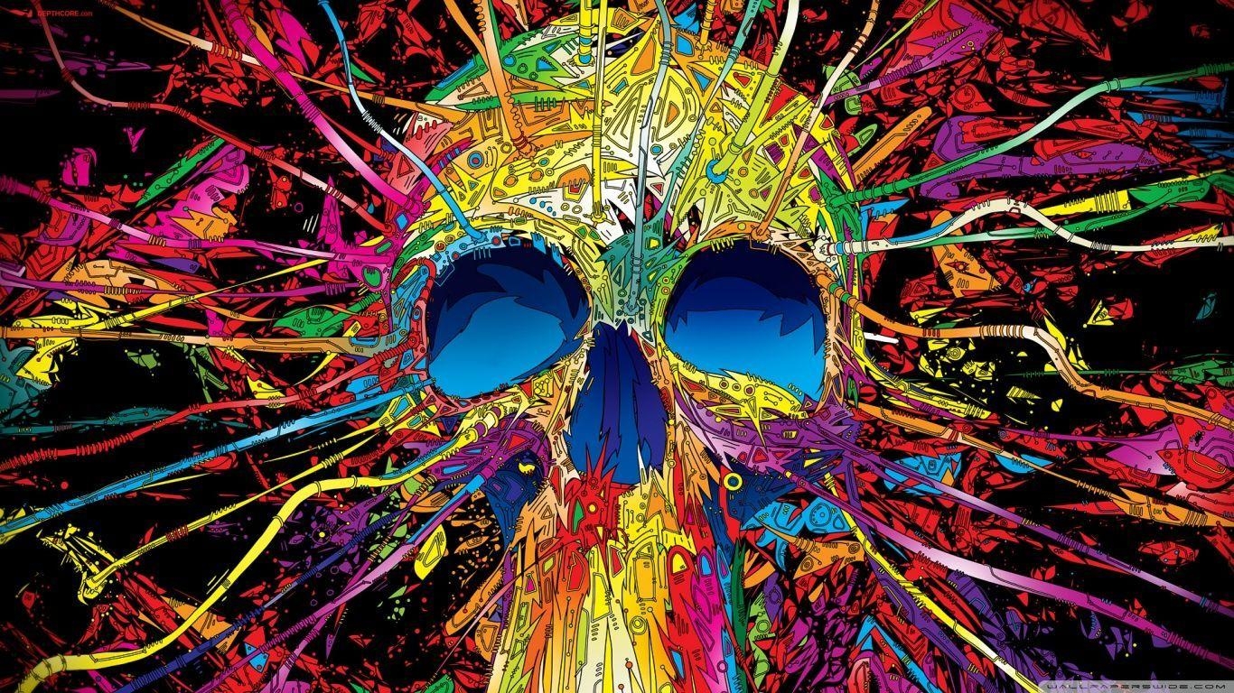 1370x770 Colorful Skull Wallpaper 4k, Desktop