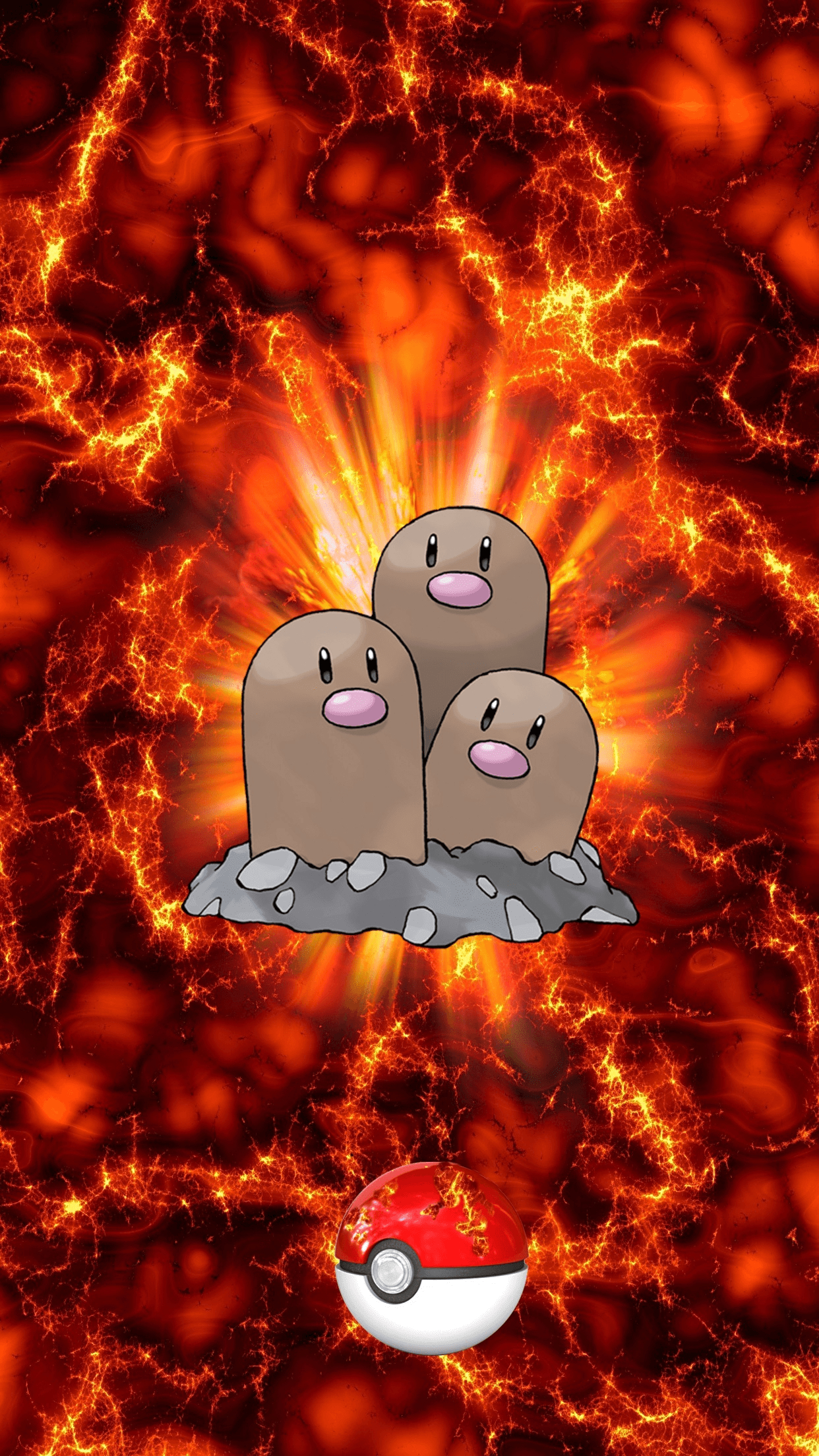 1250x2210 Fire Pokeball Dugtrio Dugtrio Diglett, Phone