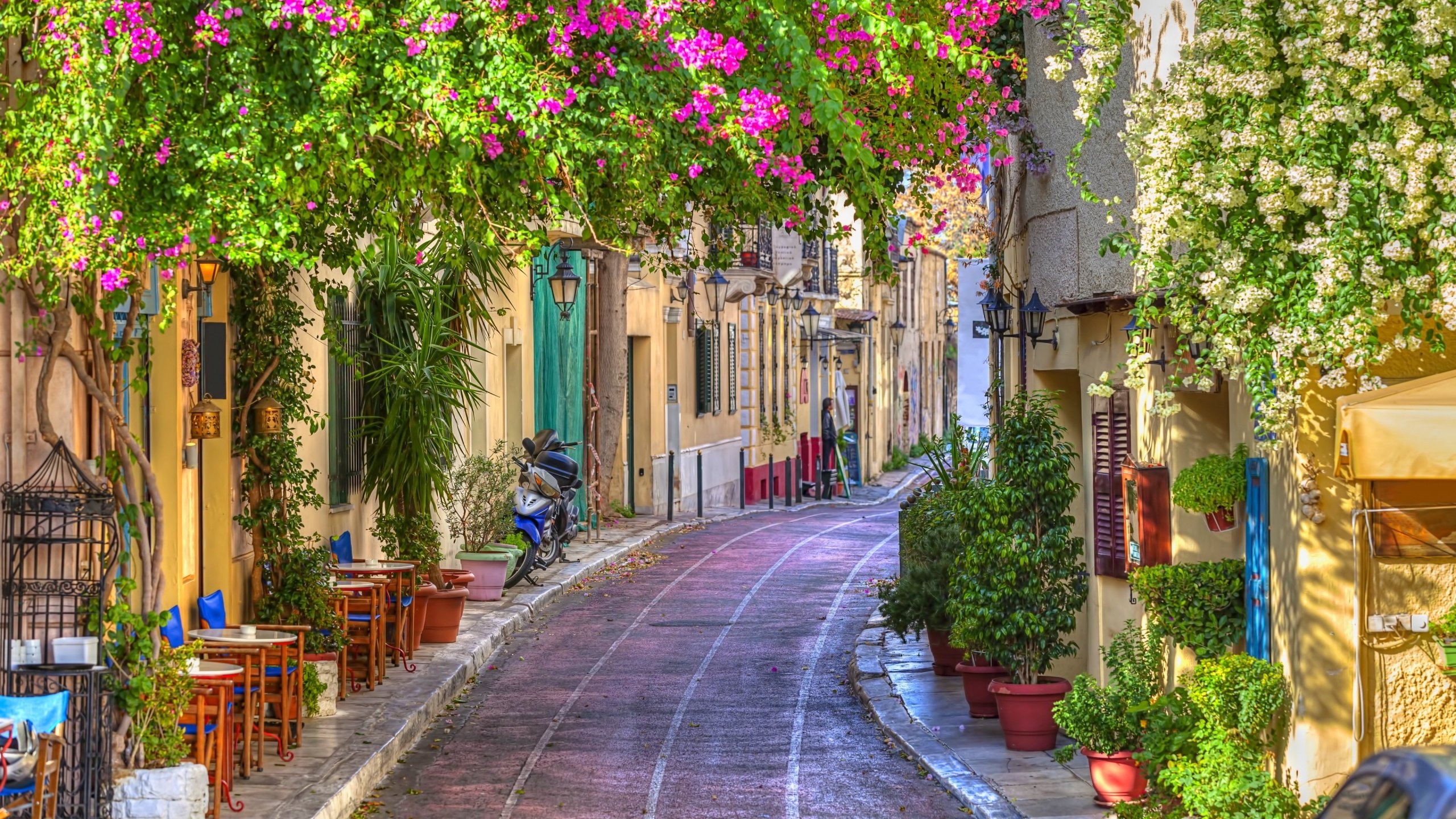 2560x1440 Side Street in Athens, Greece HD Wallpaper. Background Image, Desktop