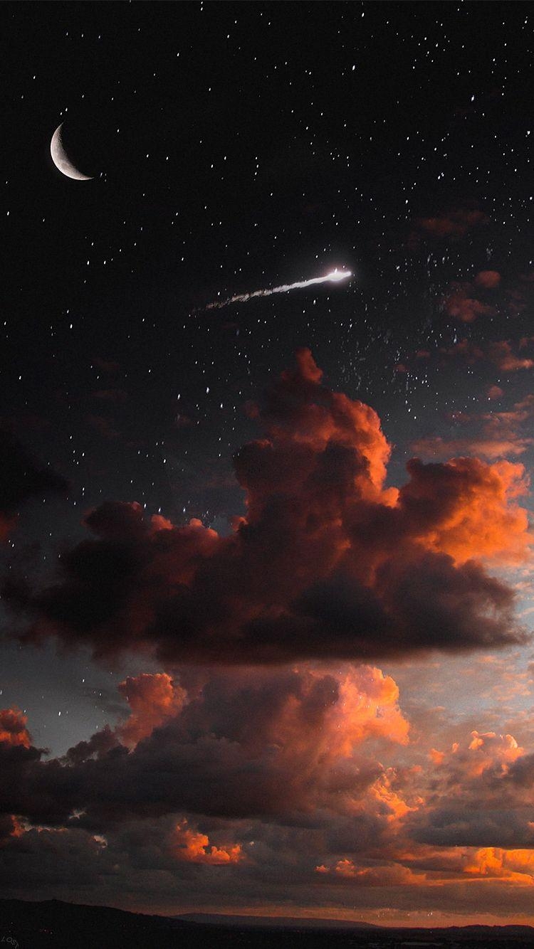 750x1340 A night sky with a shooting star!. aesthetic. Cloud, Phone