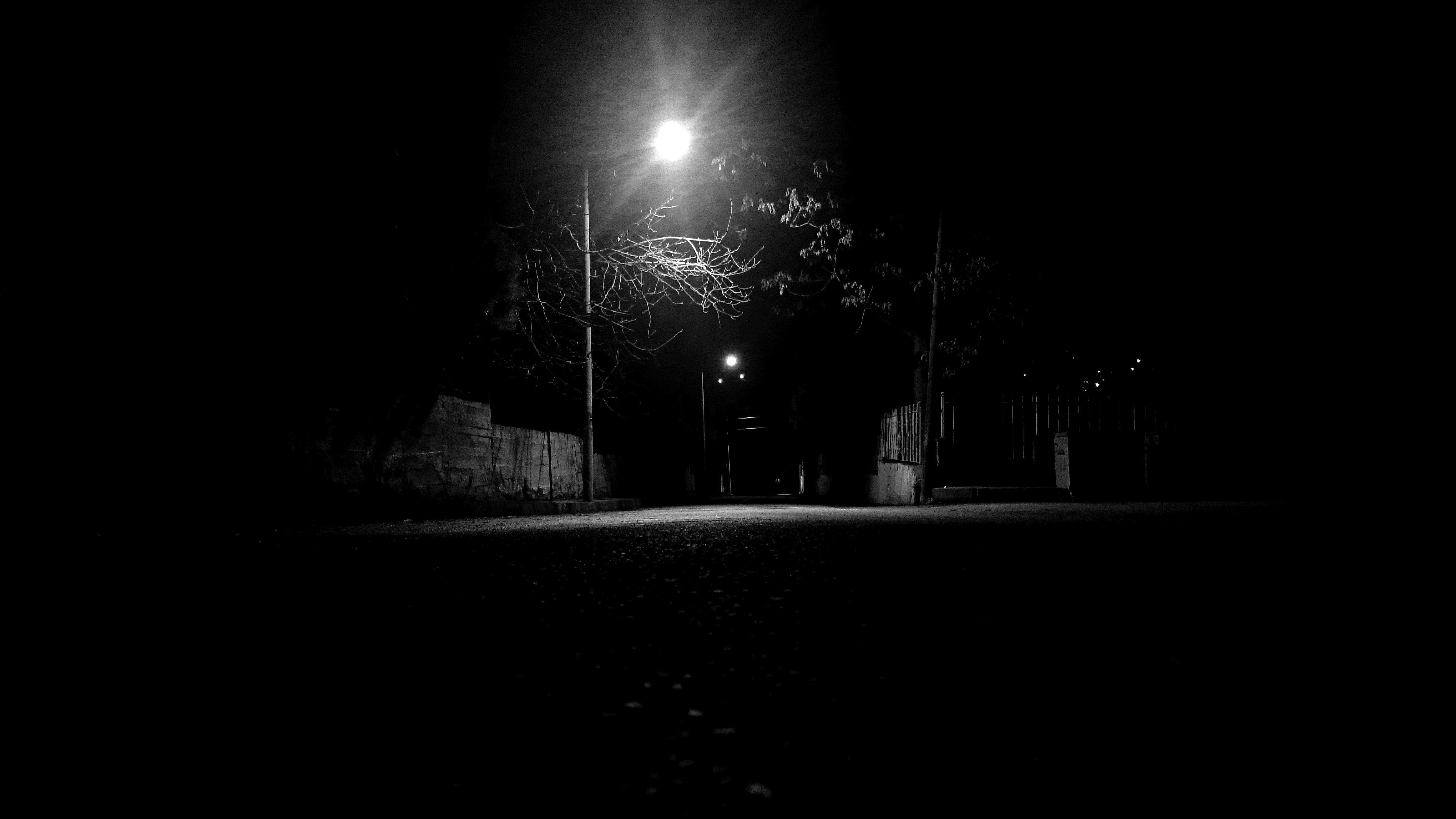 5250x2960 monochrome, Black, Street, Lamp, Sony, Urban, Night Wallpaper HD / Desktop and Mobile Background, Desktop